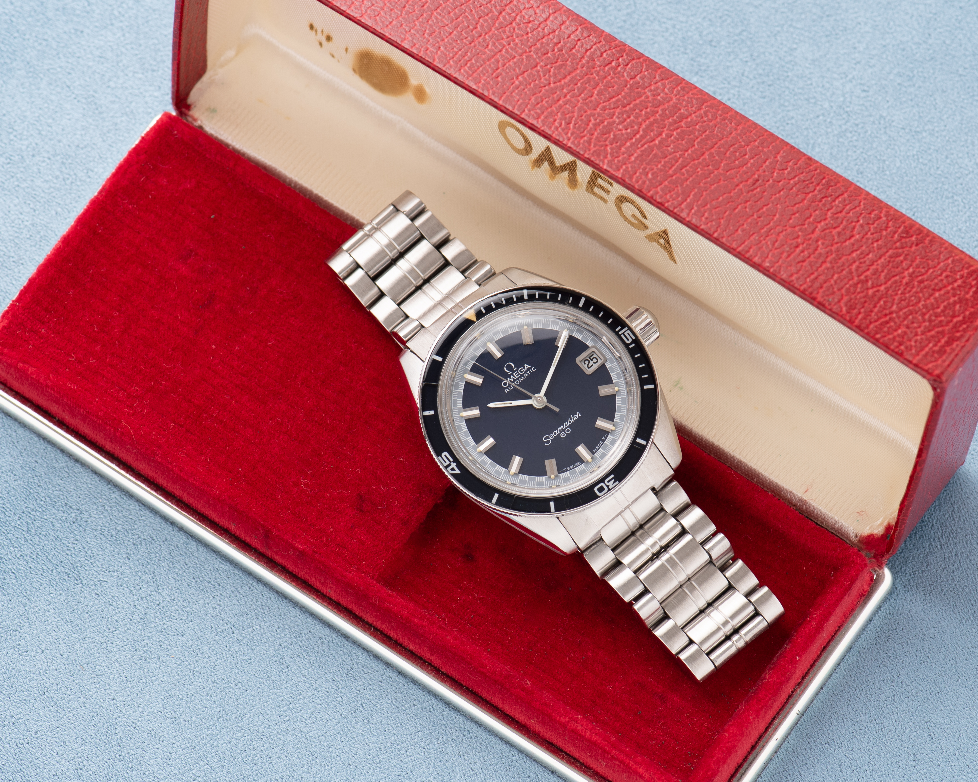 View of Omega Automatic Seamaster 60 Divers from 1969 Ref 166.062