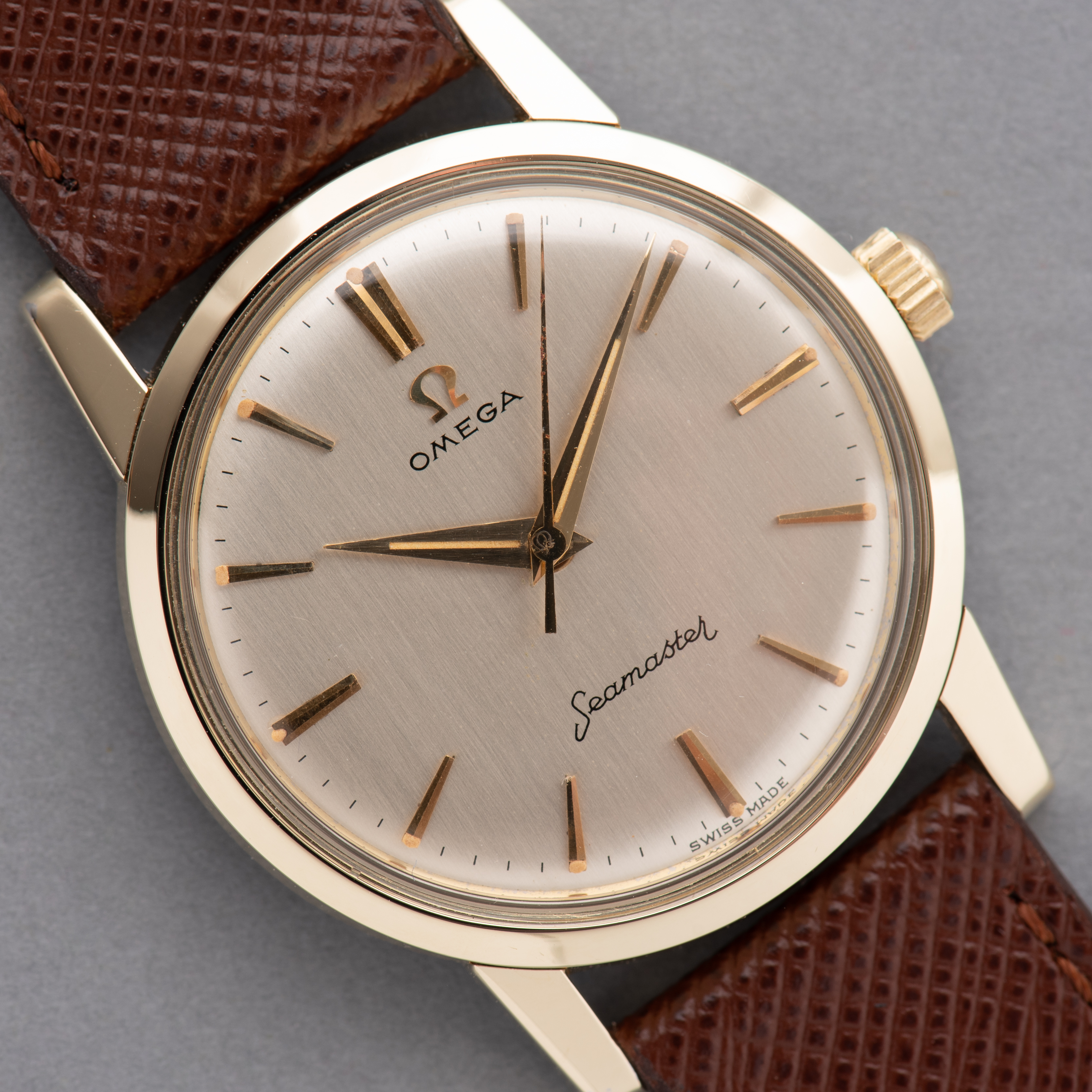 Zicht op Omega Seamaster Gold Cappped ref 14759-62 SC uit 1962
