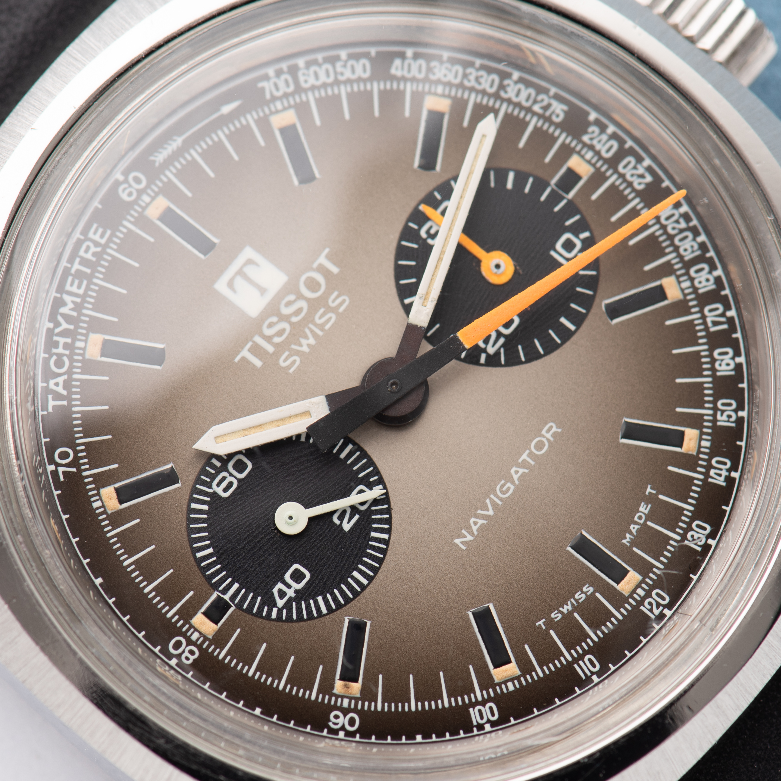 View of Tissot Swiss Navigator Chronograph ref 40521 Lemania 872