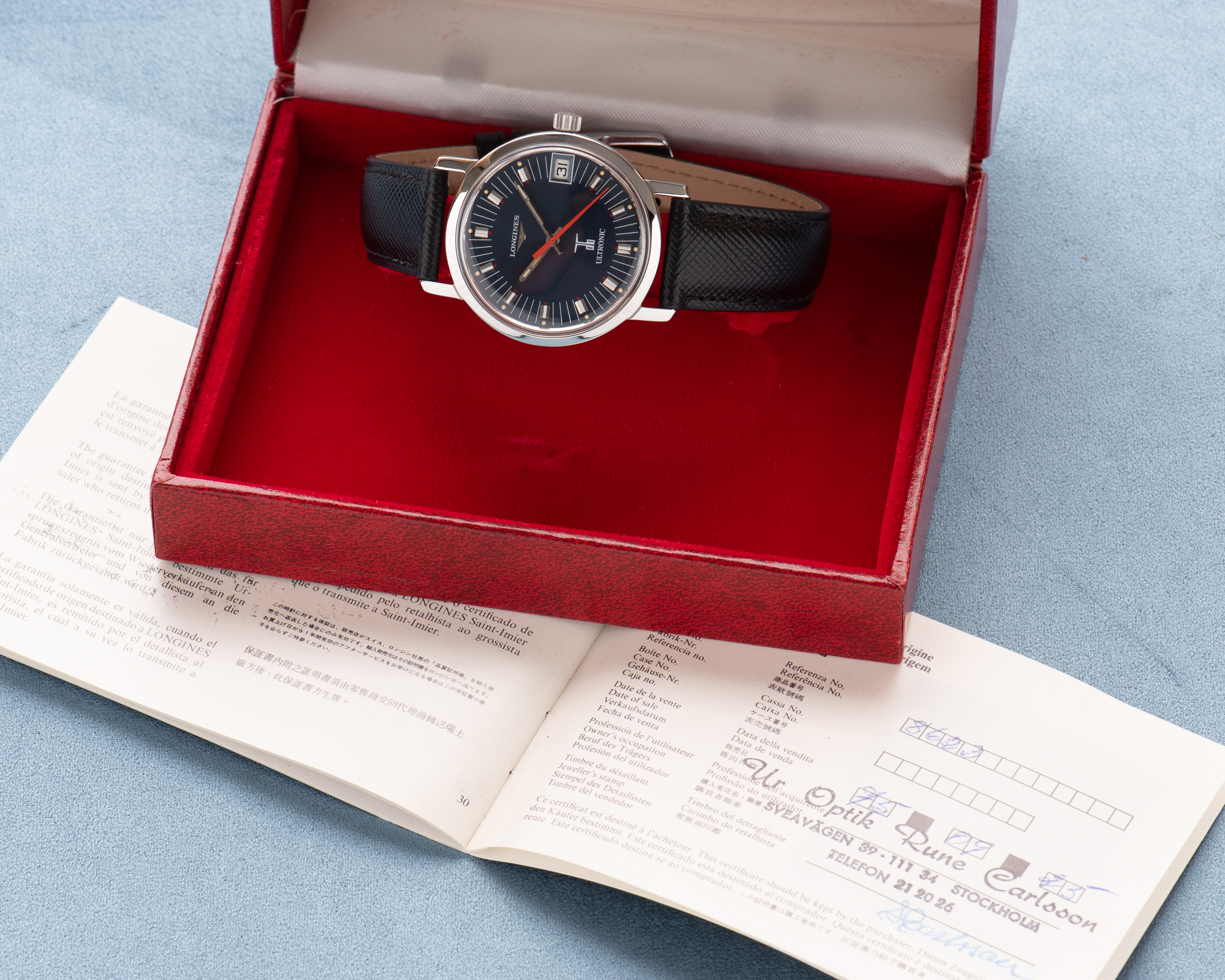 Vue de Longines Ultronic Blue Dial réf 8623-2 Full Set from 1975