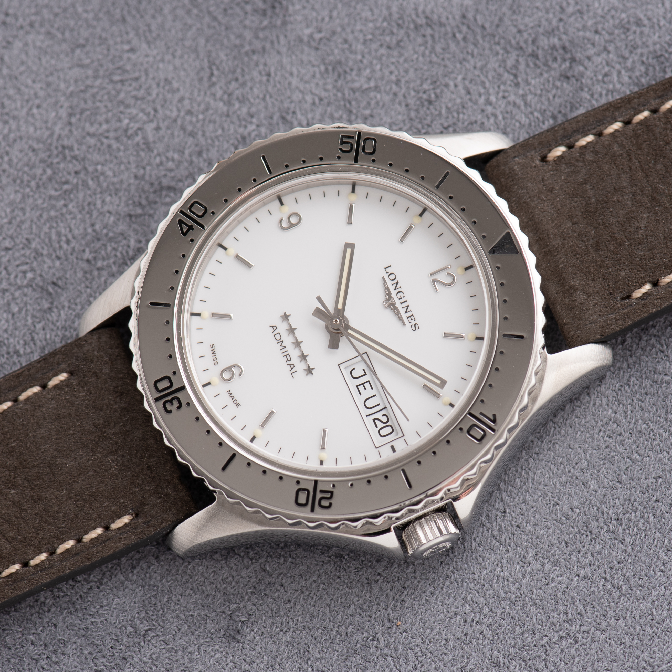 View of Longines Admiral Automatic Day-date White Dial L3.60.4