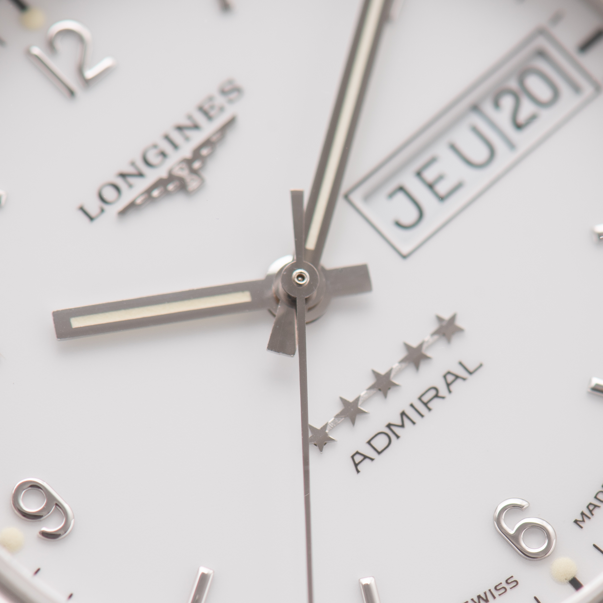 View of Longines Admiral Automatic Day-date White Dial L3.60.4