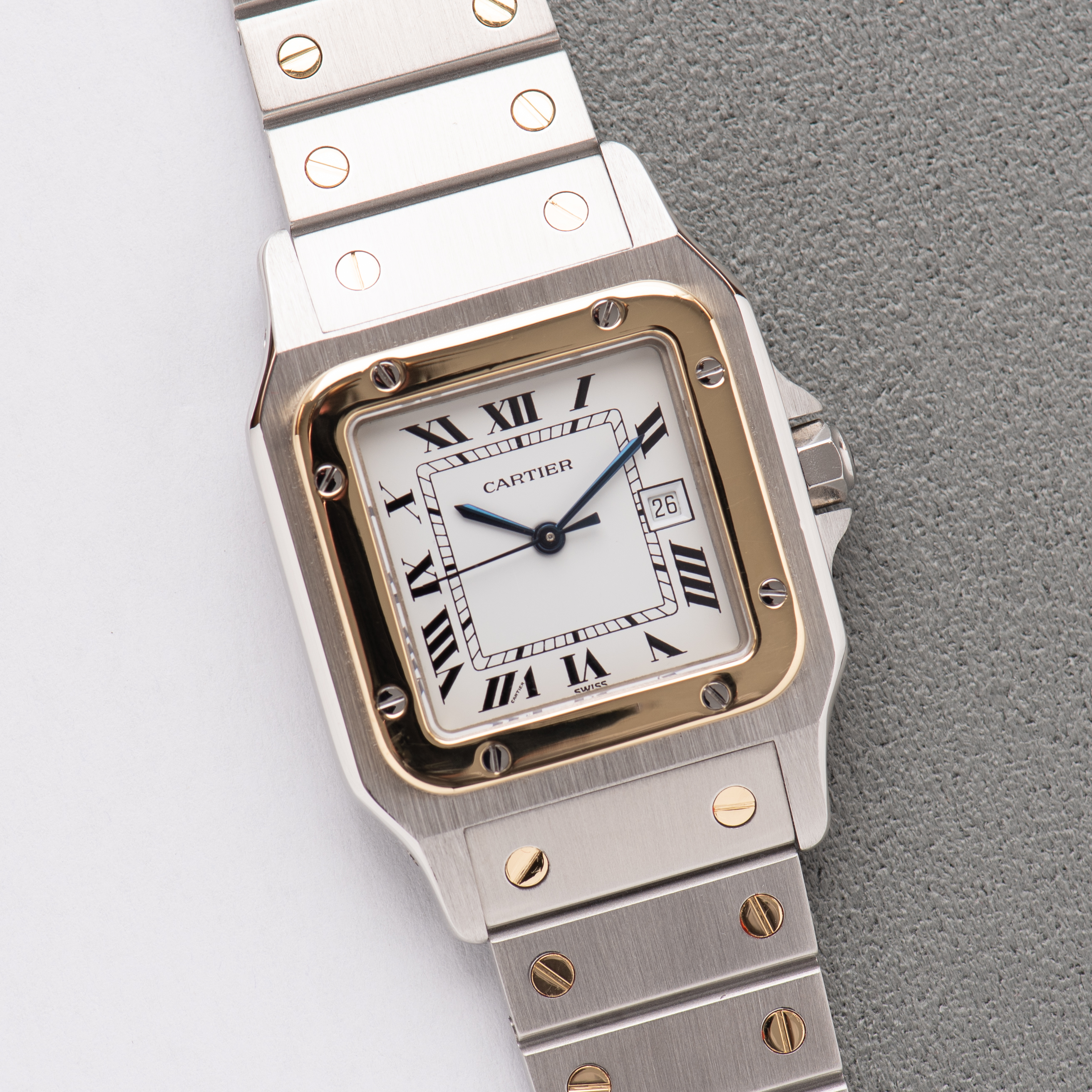 Zicht op Cartier Santos Carrée Gold/steel Ref 2961 vanaf 1990-2000