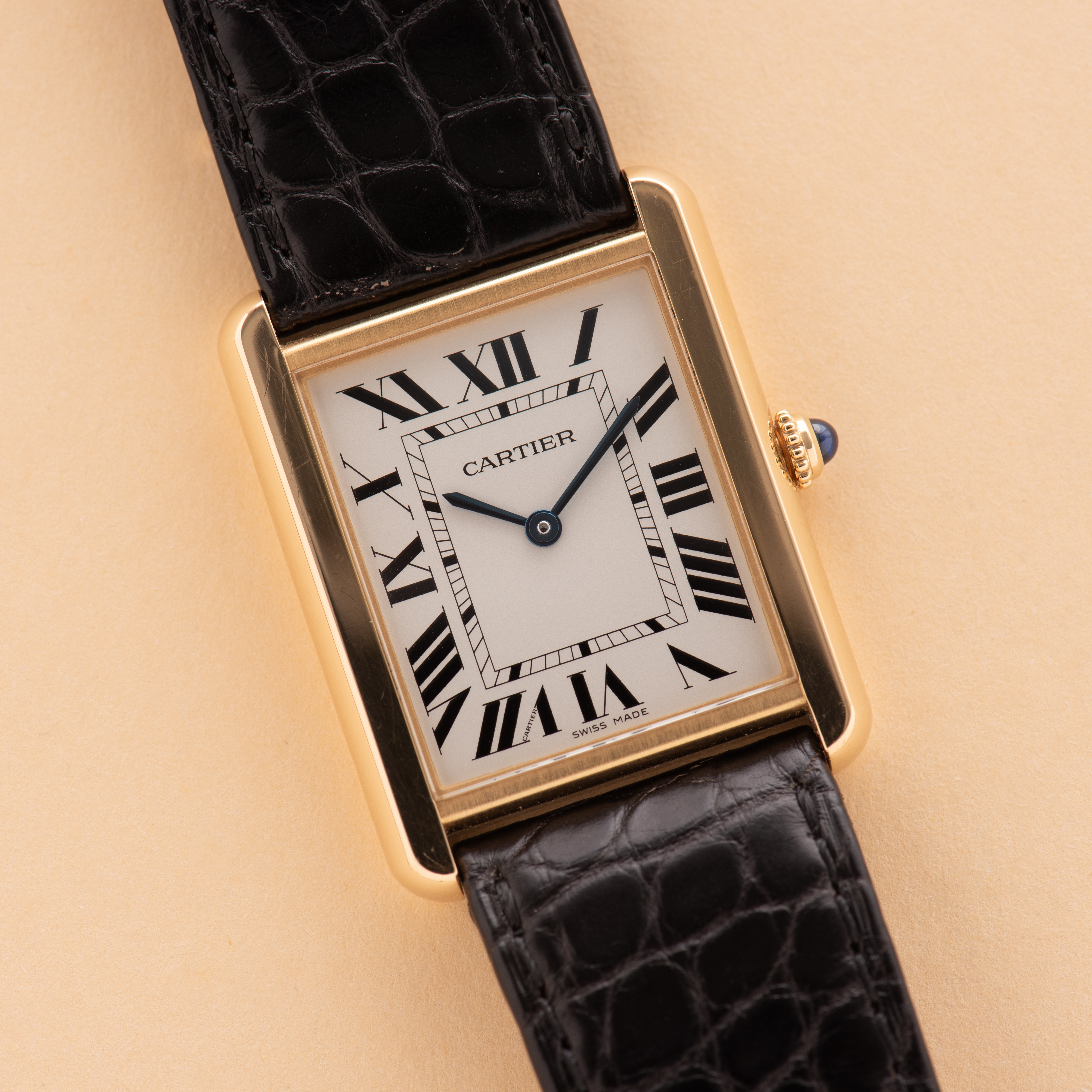 Zicht op Cartier Tank Solo LM ref 3167 Gold 18K/Steel Volledige set