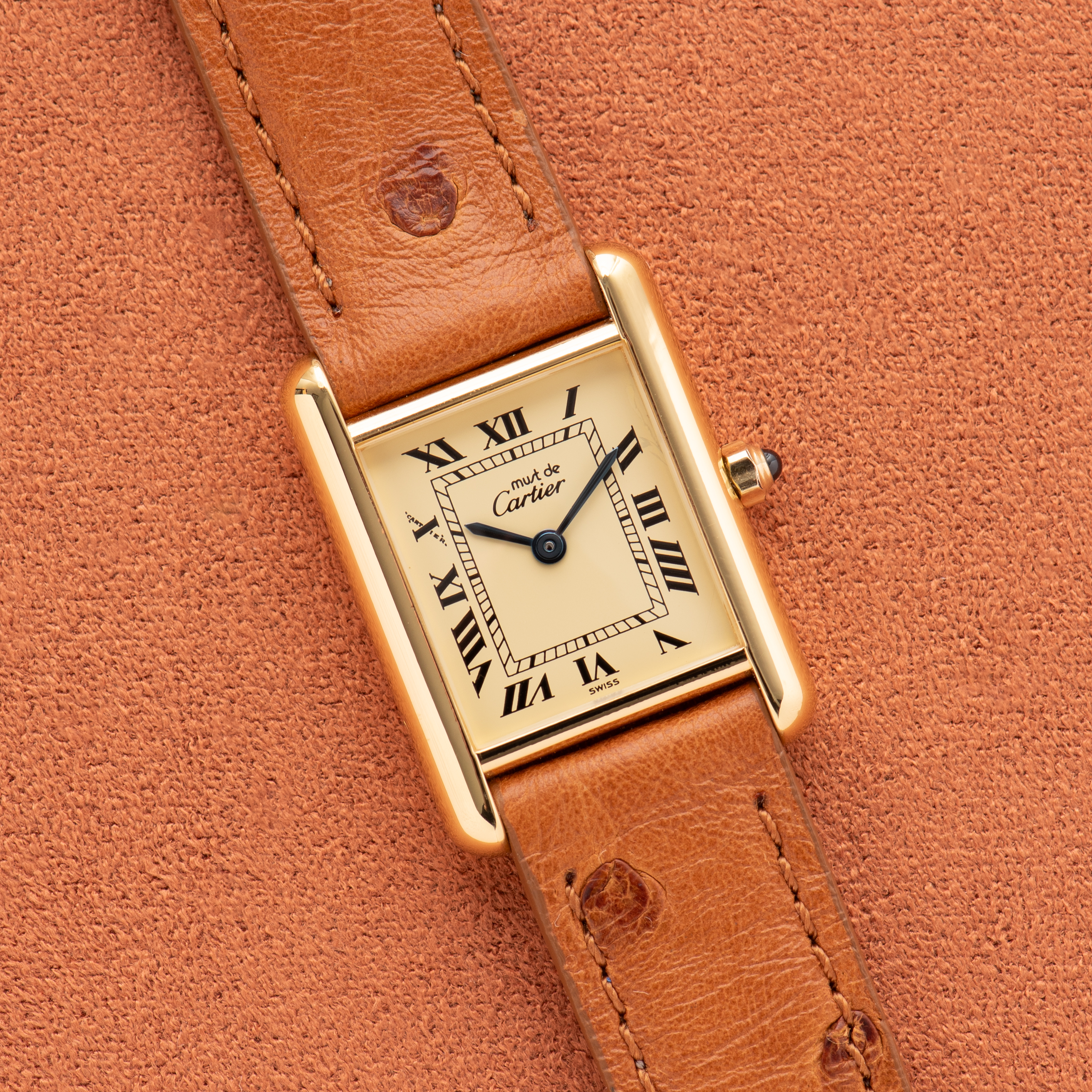 Vue de Cartier Must de Tank Vermeil Roman Lemon Dial from 1990