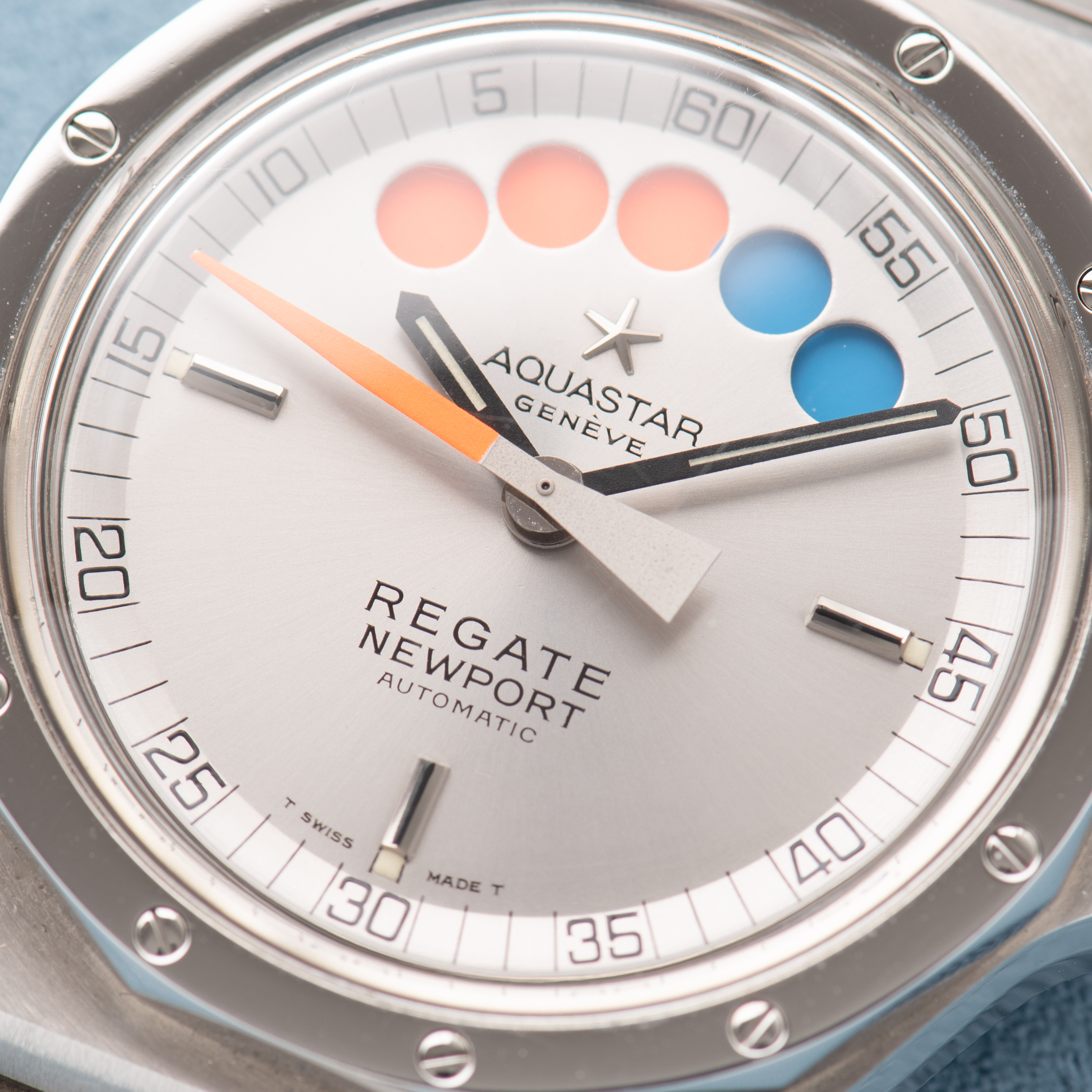 View of Aquastar Geneva Regate Newport Automatic Ref 9856 New Old Stock