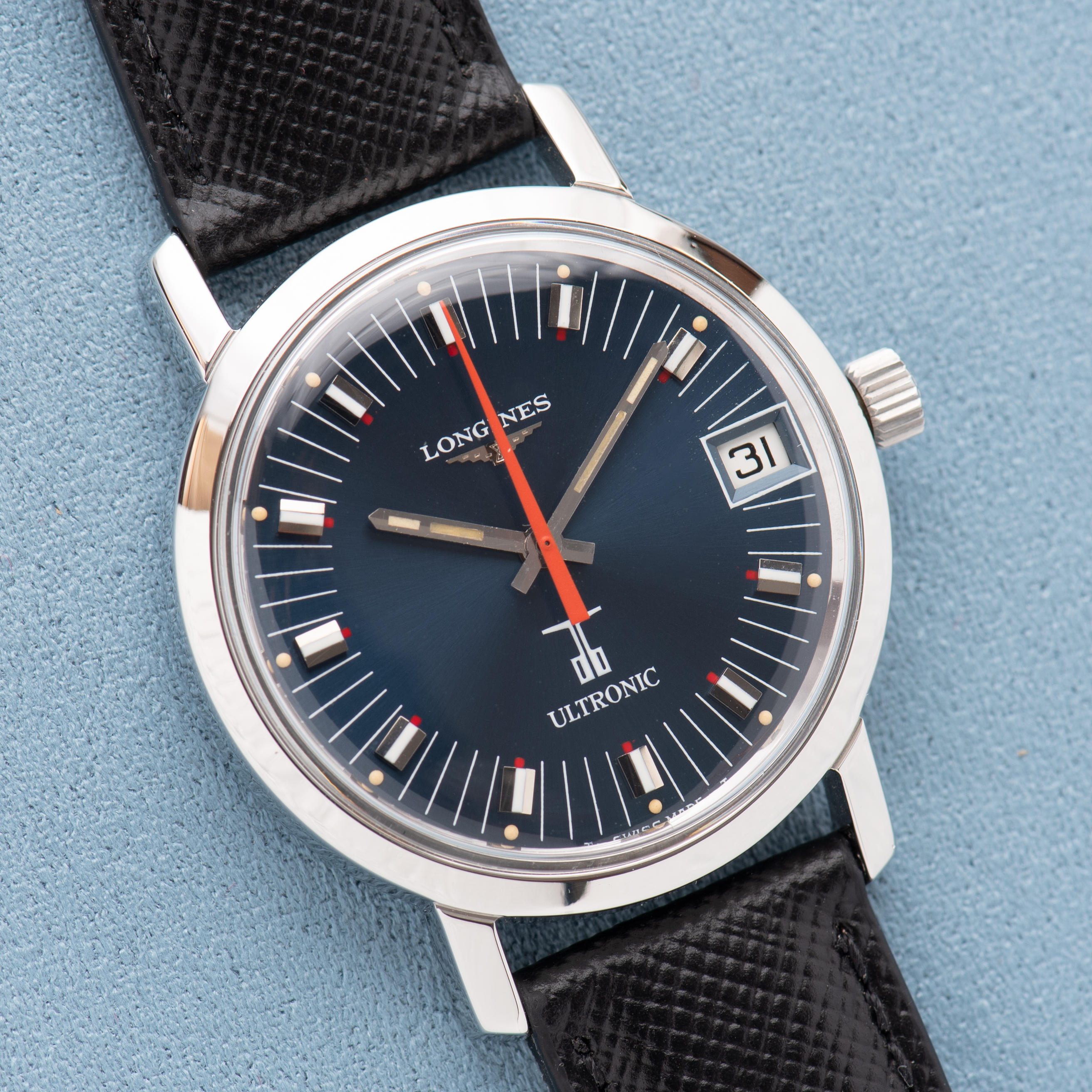Vue de Longines Ultronic Blue Dial réf 8623-2 Full Set from 1975