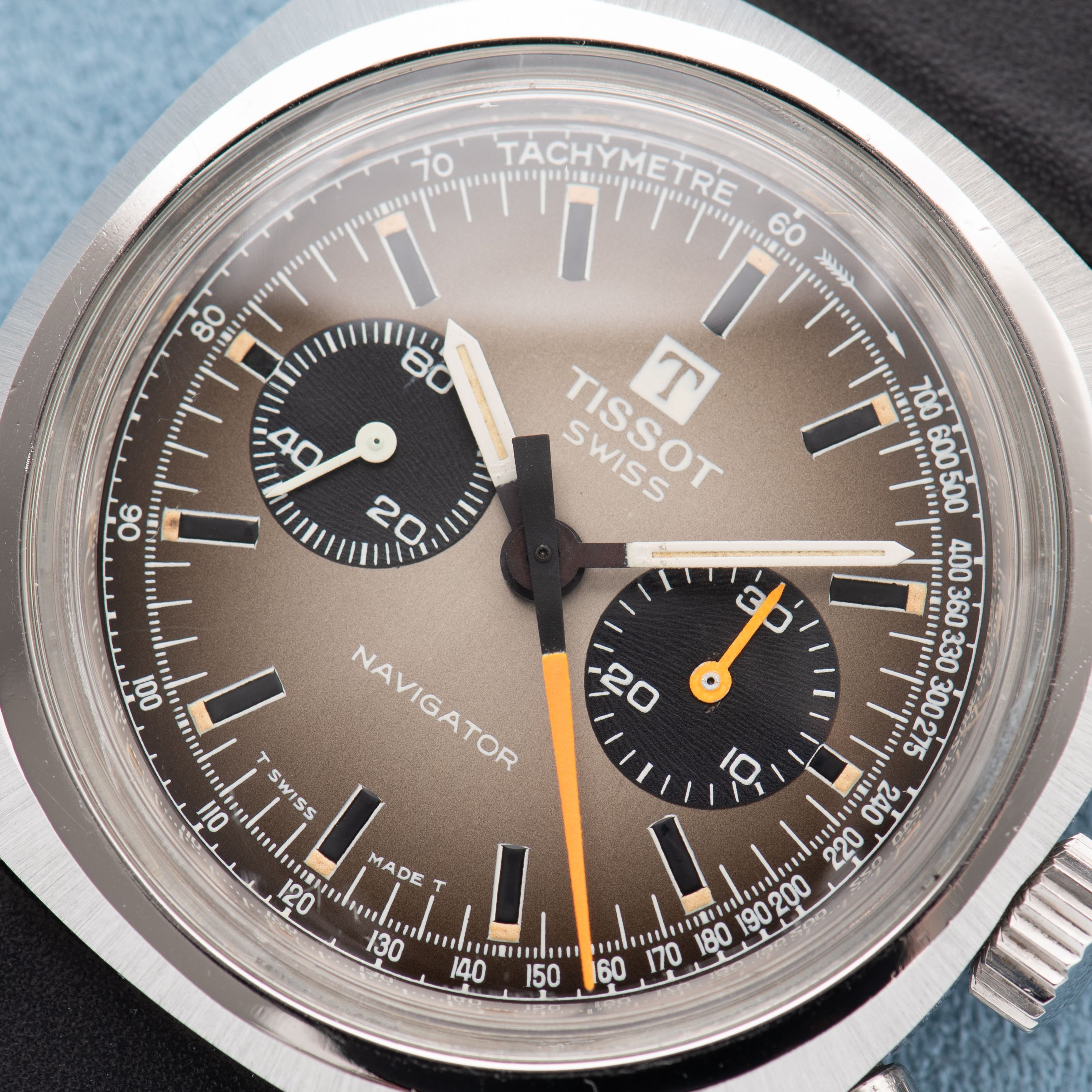 View of Tissot Swiss Navigator Chronograph ref 40521 Lemania 872
