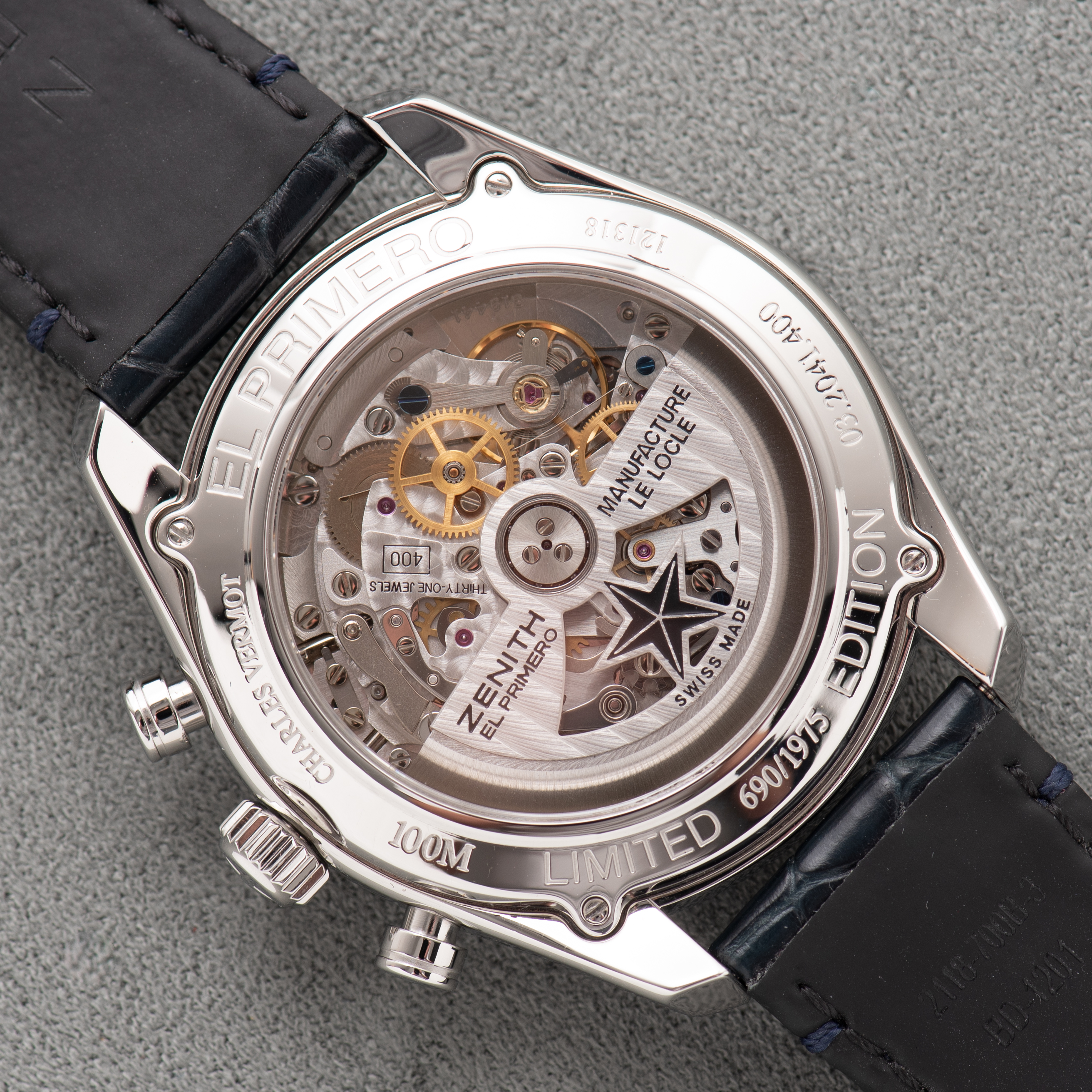 Zicht op Zenith El Primero 36'000 VpH Edition Limited "Charles Vermot" 690/1975 vanaf 2014