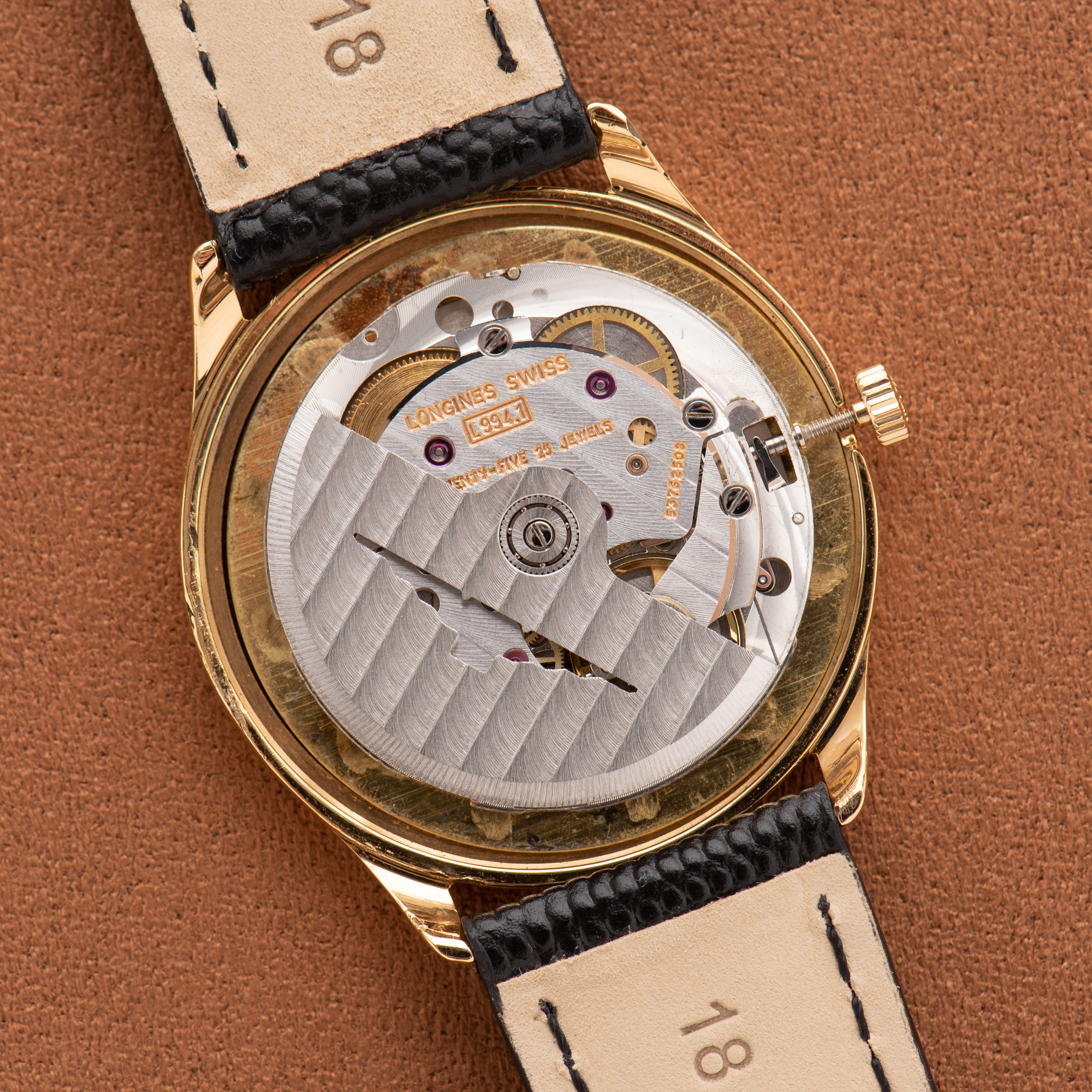 View of Automatic Longines "Linen Gold Dial" ref 4184 994 from 1970