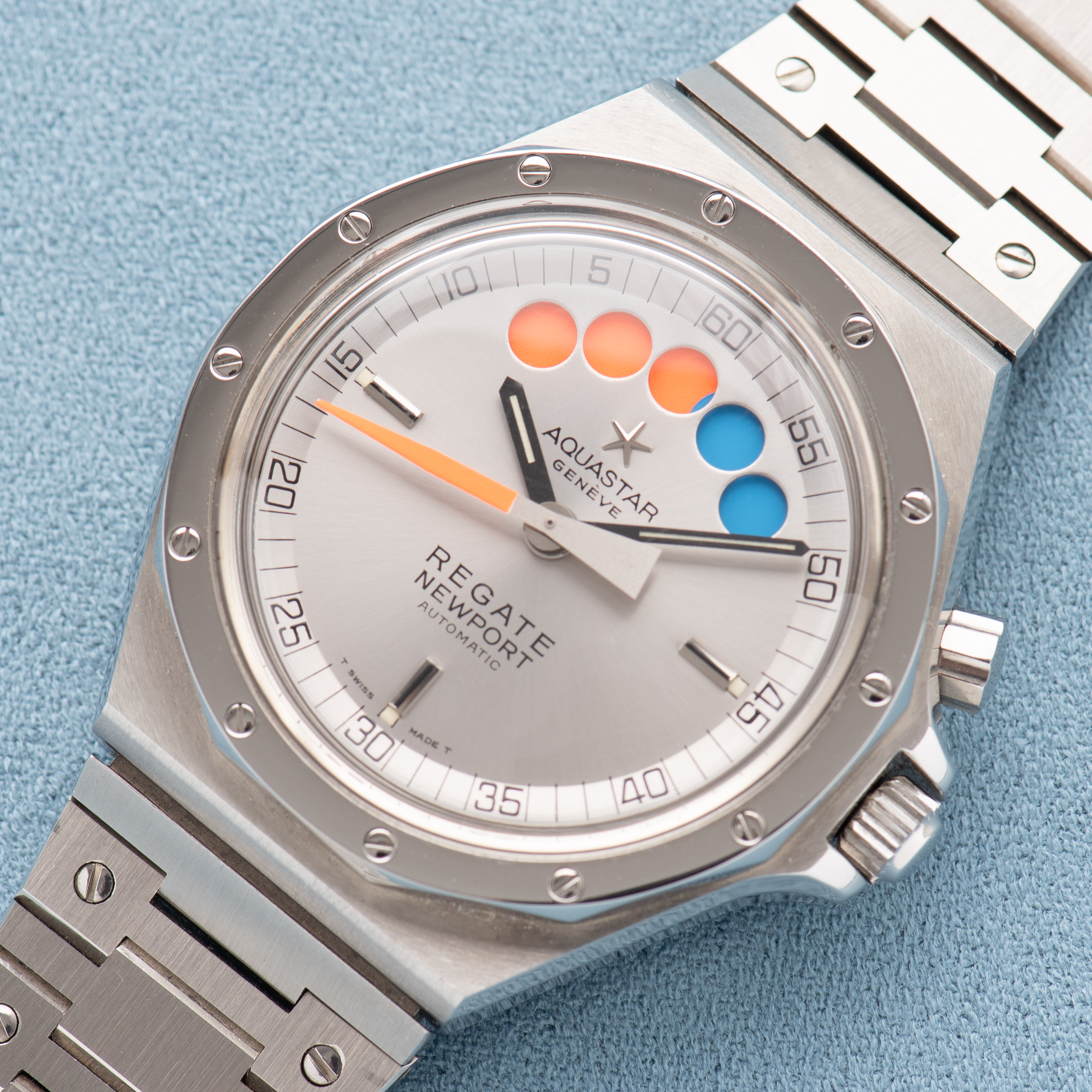 View of Aquastar Geneva Regate Newport Automatic Ref 9856 New Old Stock