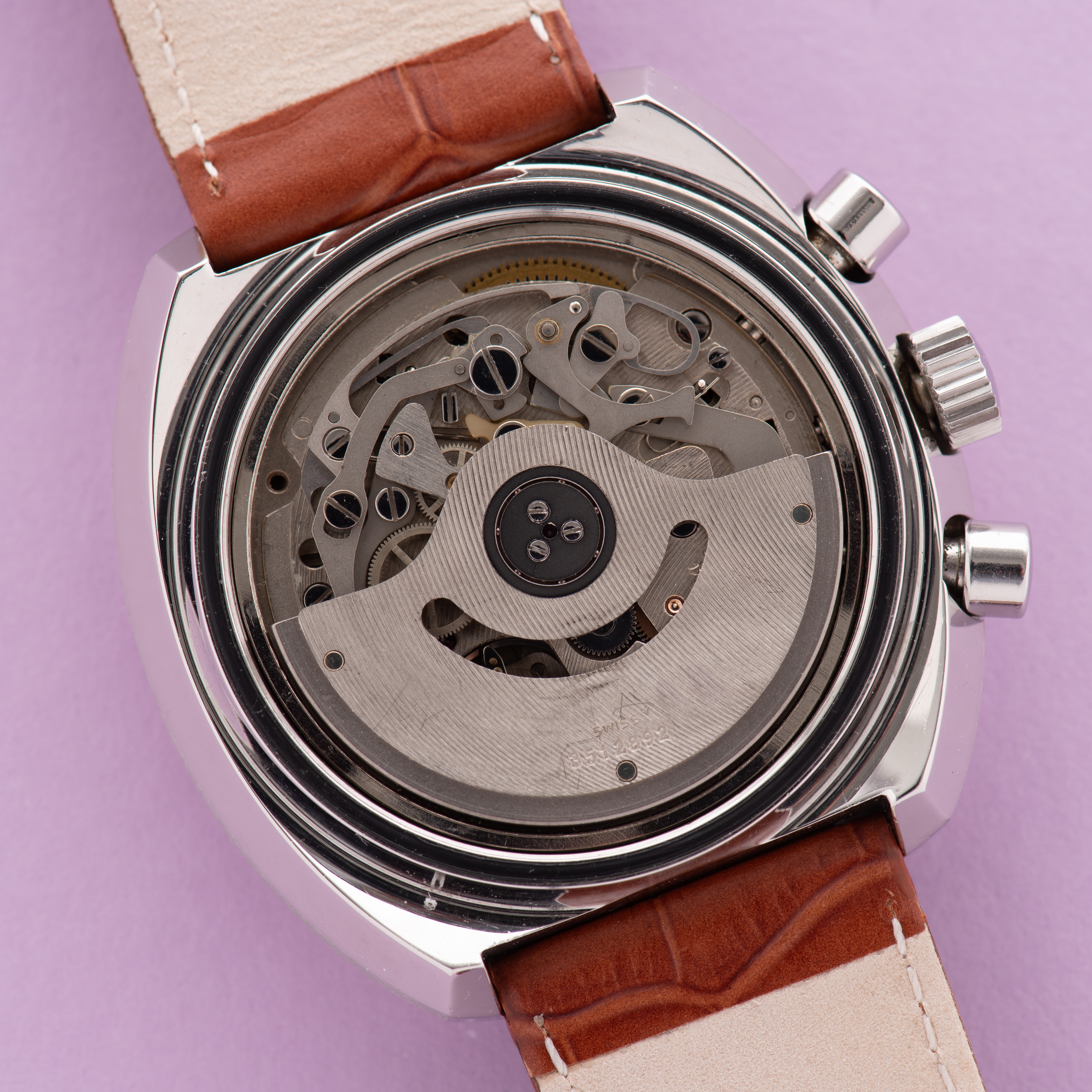 Zicht op Lemania Automatische chronograaf Lemania 1341 uit 1972