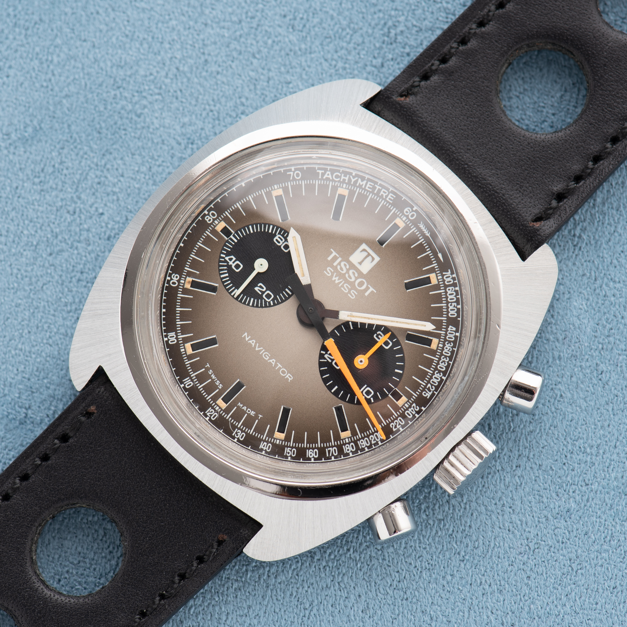 View of Tissot Swiss Navigator Chronograph ref 40521 Lemania 872