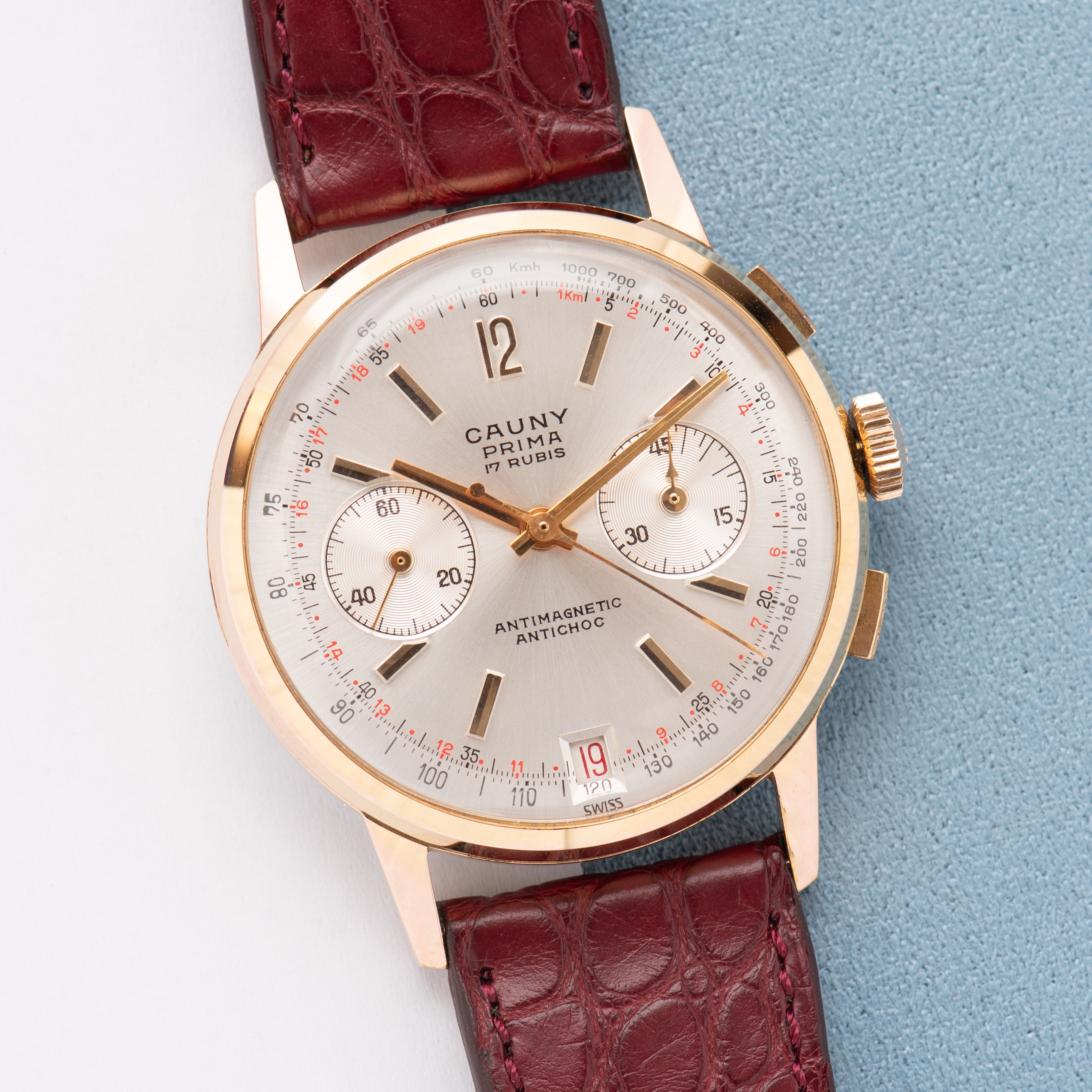 Vue de Cauny Prima Chronographe Incabloc 17rubis Landeron 187 New Old Stock