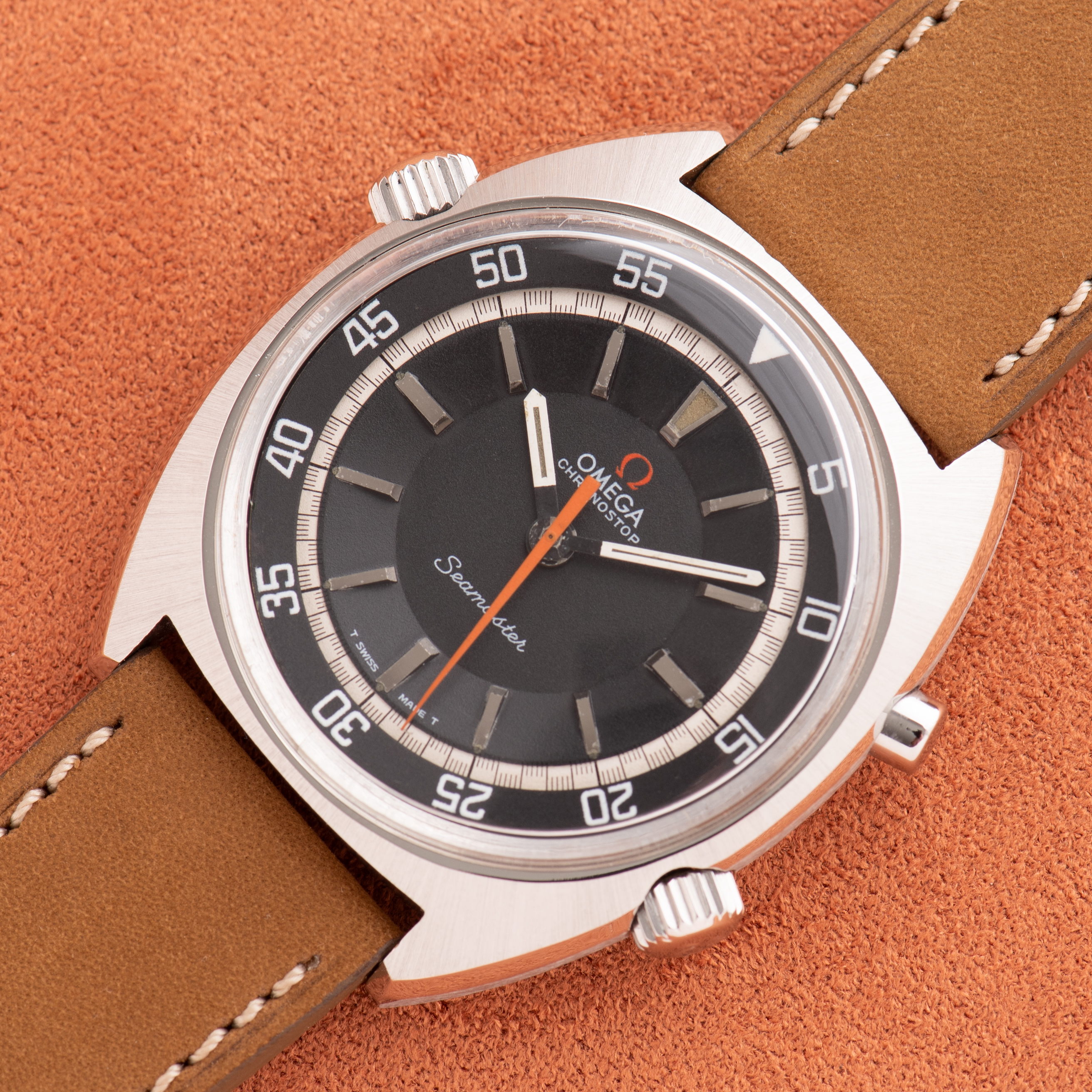 Zicht op Omega Chronostop Seamaster cal 865 réf 145.008 from 1969