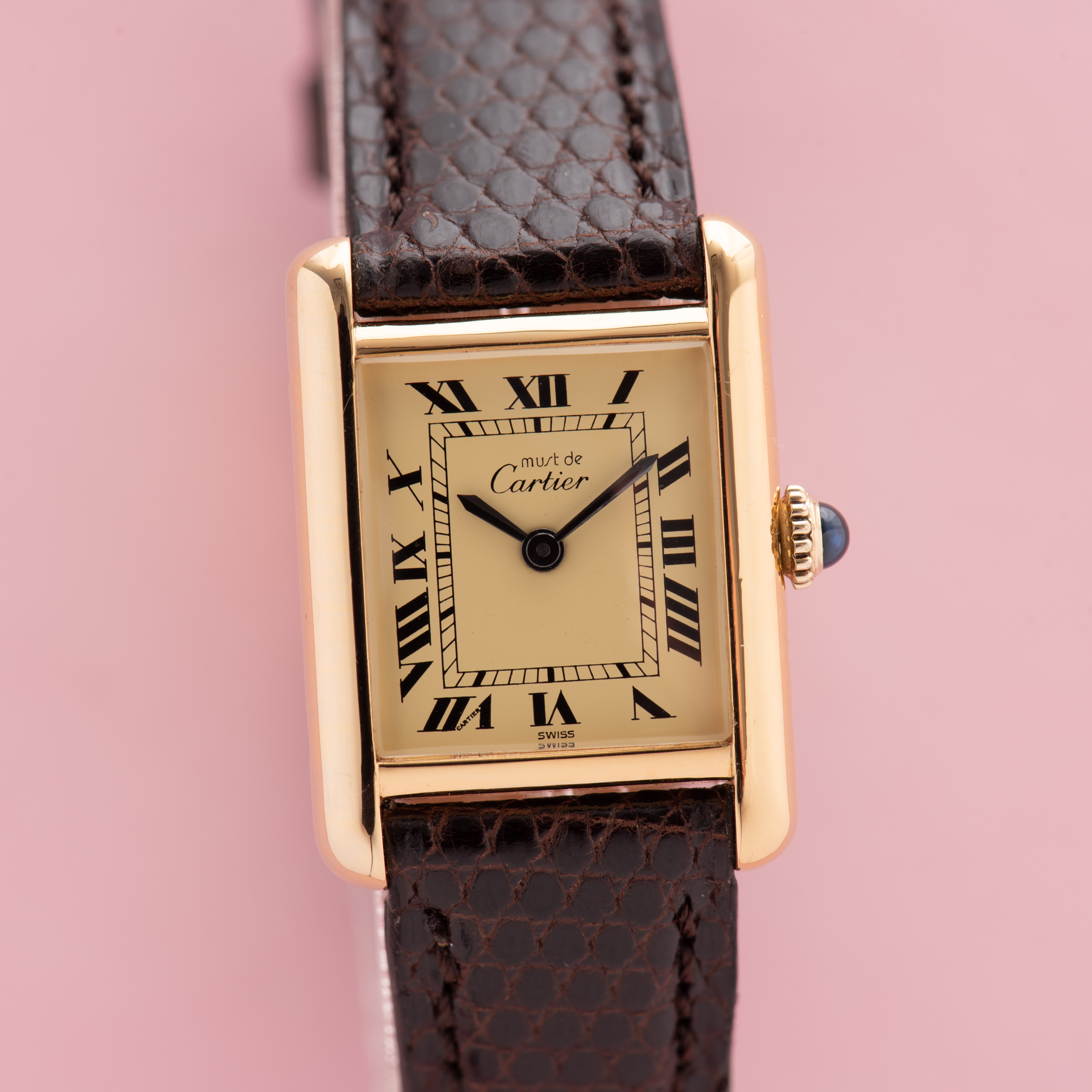 Vue de Cartier Must de Tank Vermeil Roman dial from 1980-90
