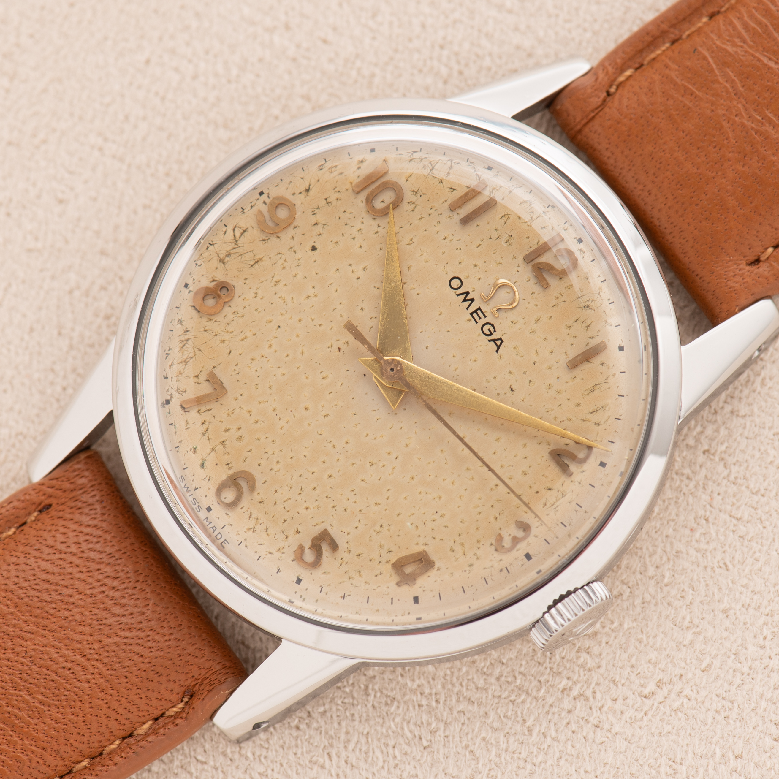 View of Omega Dress Watch Centre Seconds Arabic Dial ref 2496 from 1952
