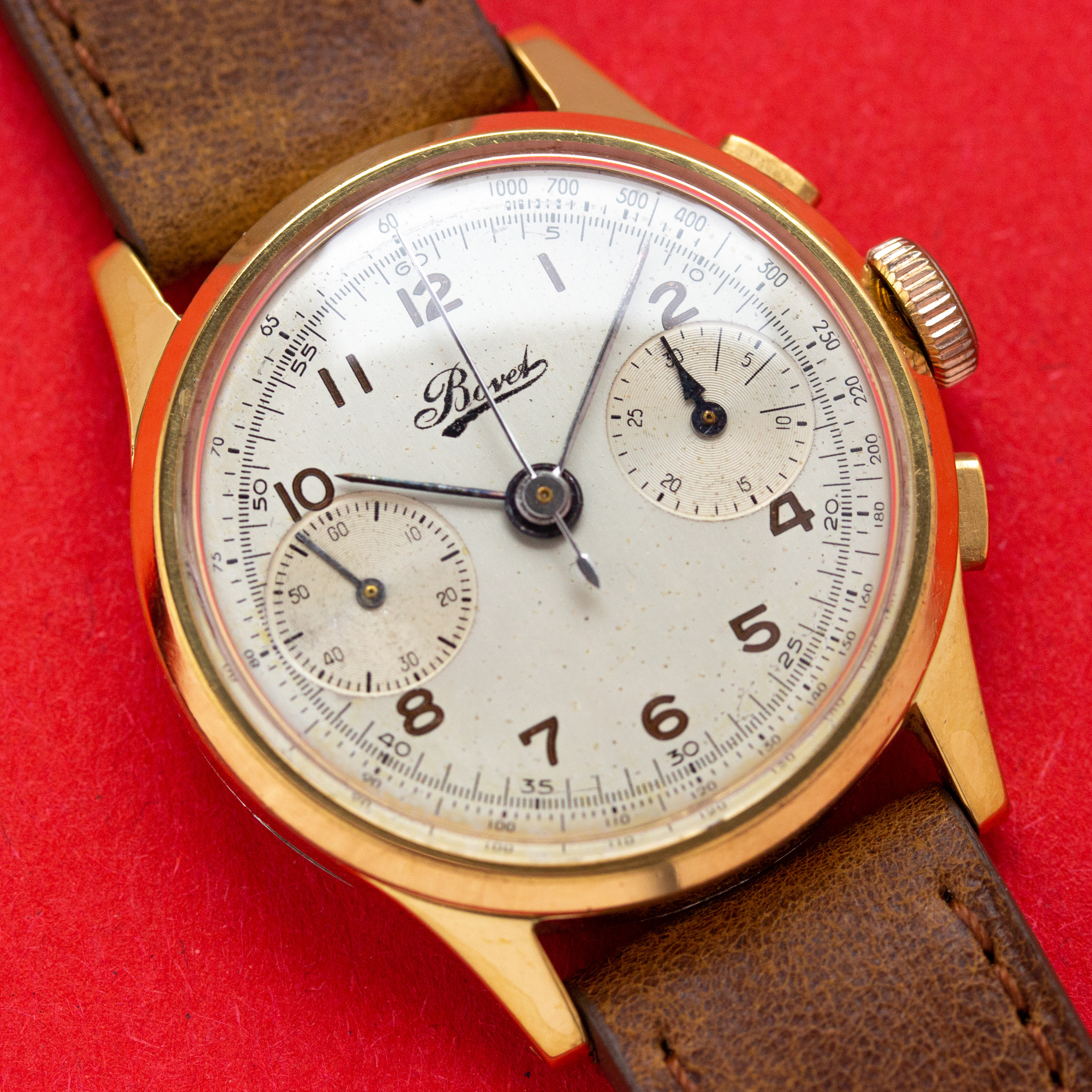 Zicht op Bovet chronograph Swiss Landeron 51