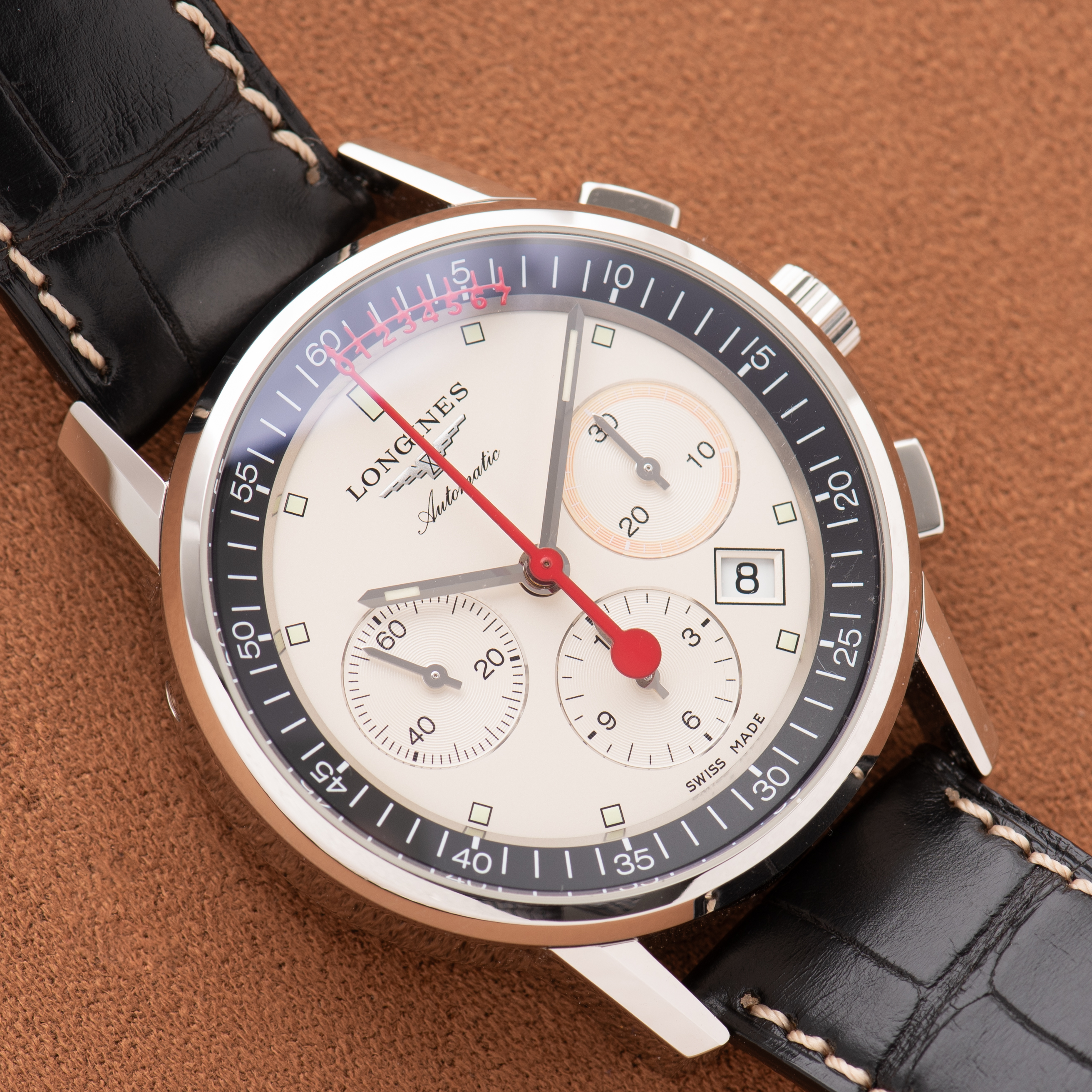 Zicht op Longines Heritage Chronograph Column Wheel Ref L.4.754.4 Volledige Set uit 2024