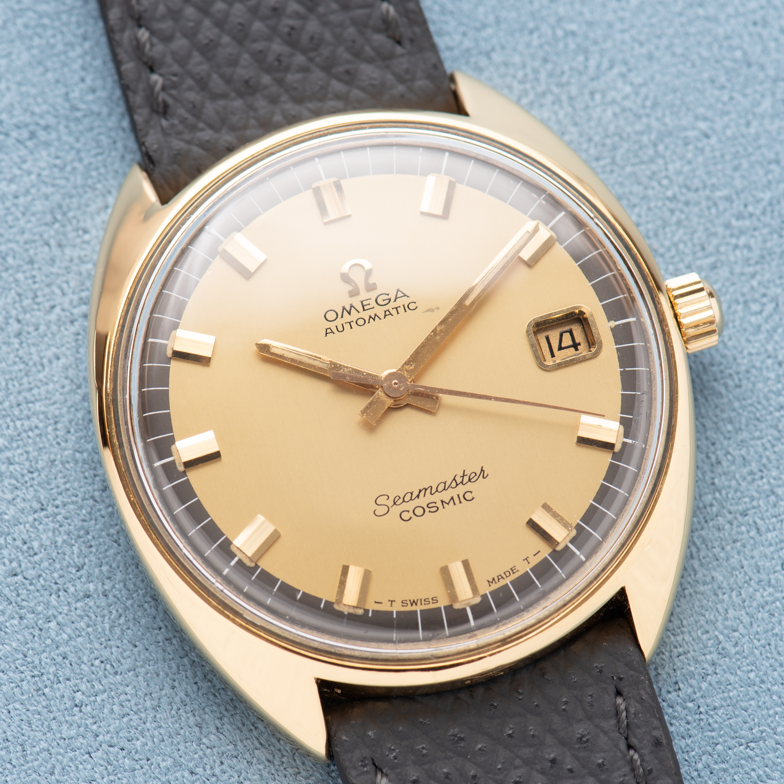 Zicht op Omega Automatische Seamaster Kosmische Bi-ton wijzerplaat ref 166.026 vanaf 1968