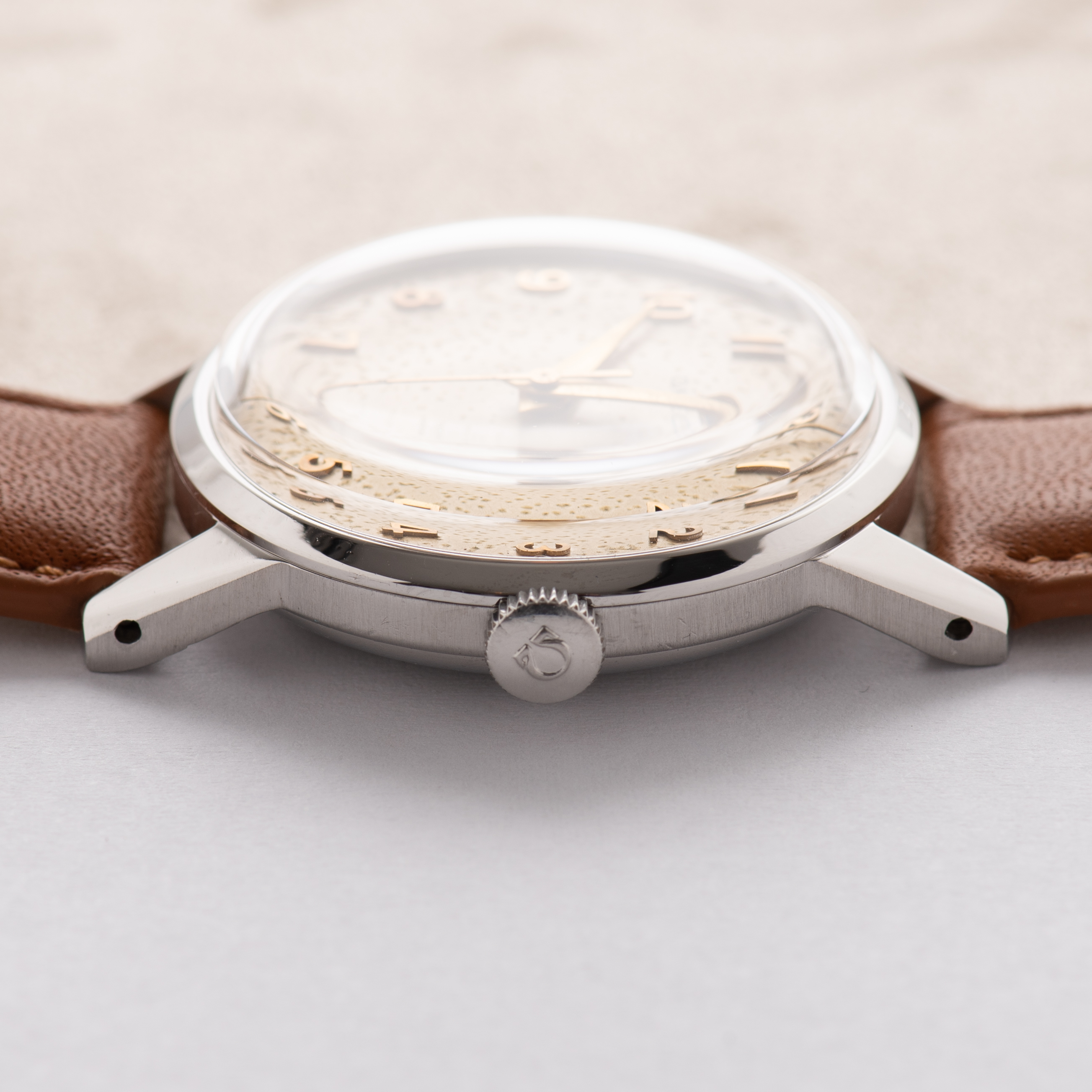 View of Omega Dress Watch Centre Seconds Arabic Dial ref 2496 from 1952