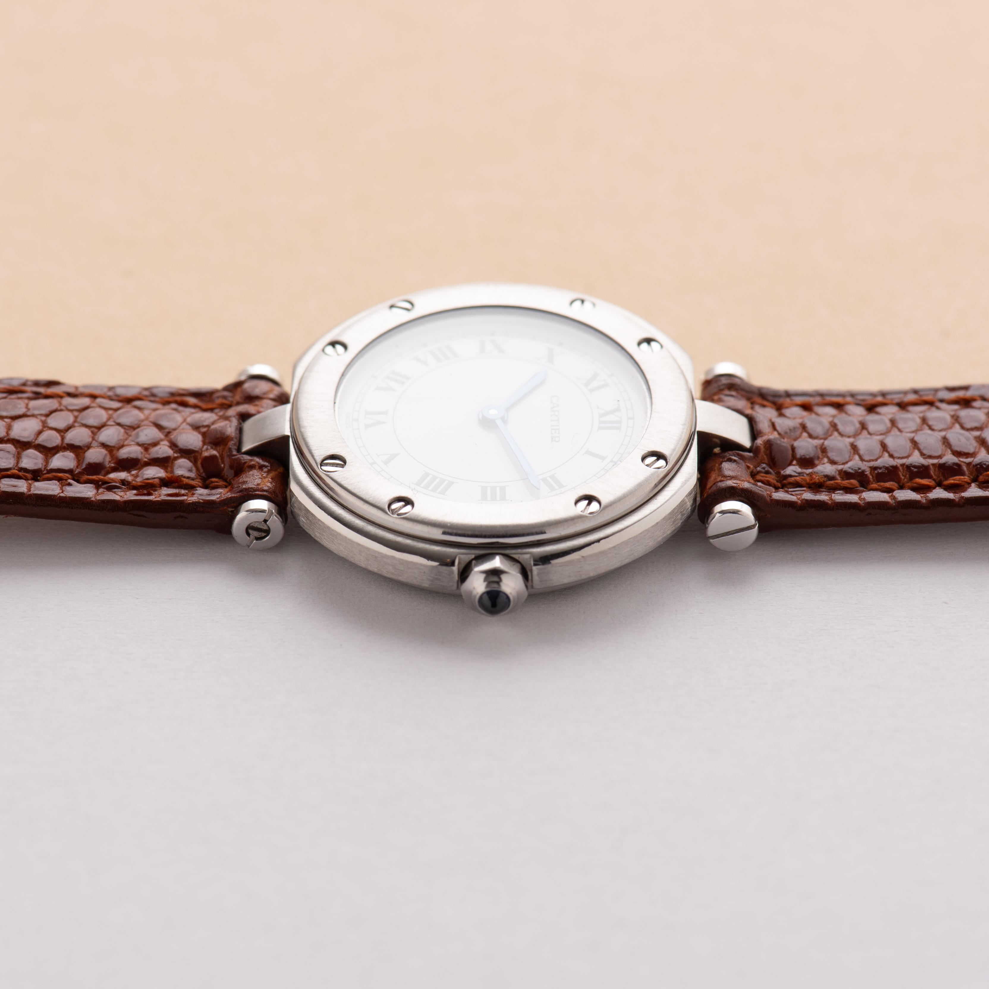 View of Cartier Santos Vendome White Roman dial réf 8192 Full set