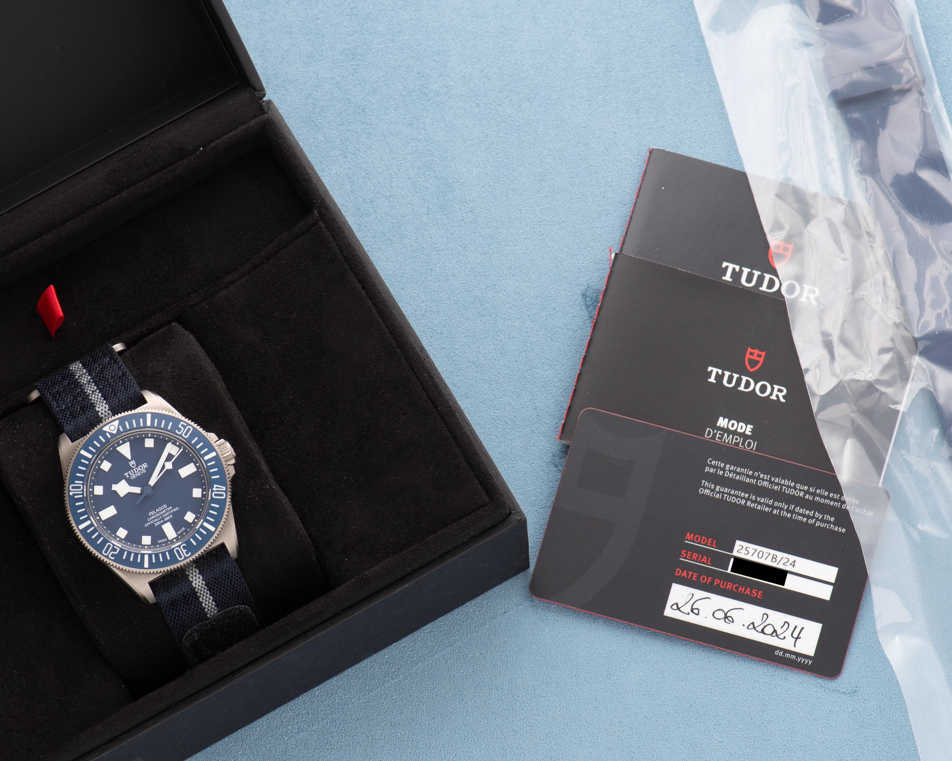 View of Tudor FDX Marine National ref 25707B/24 Full set from 2024