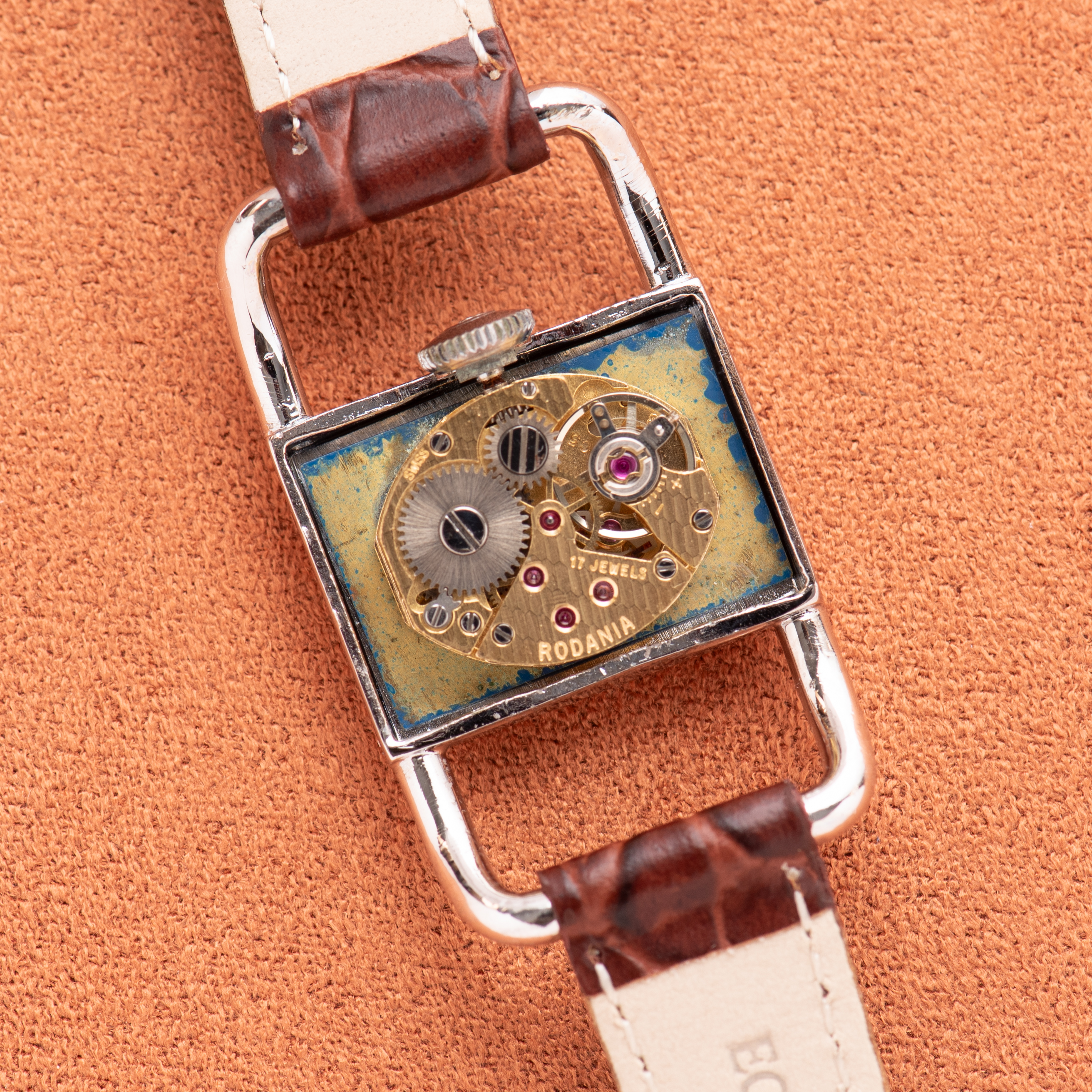 View of Rodania Etrier Blue Dial Mécanique AS 1977
