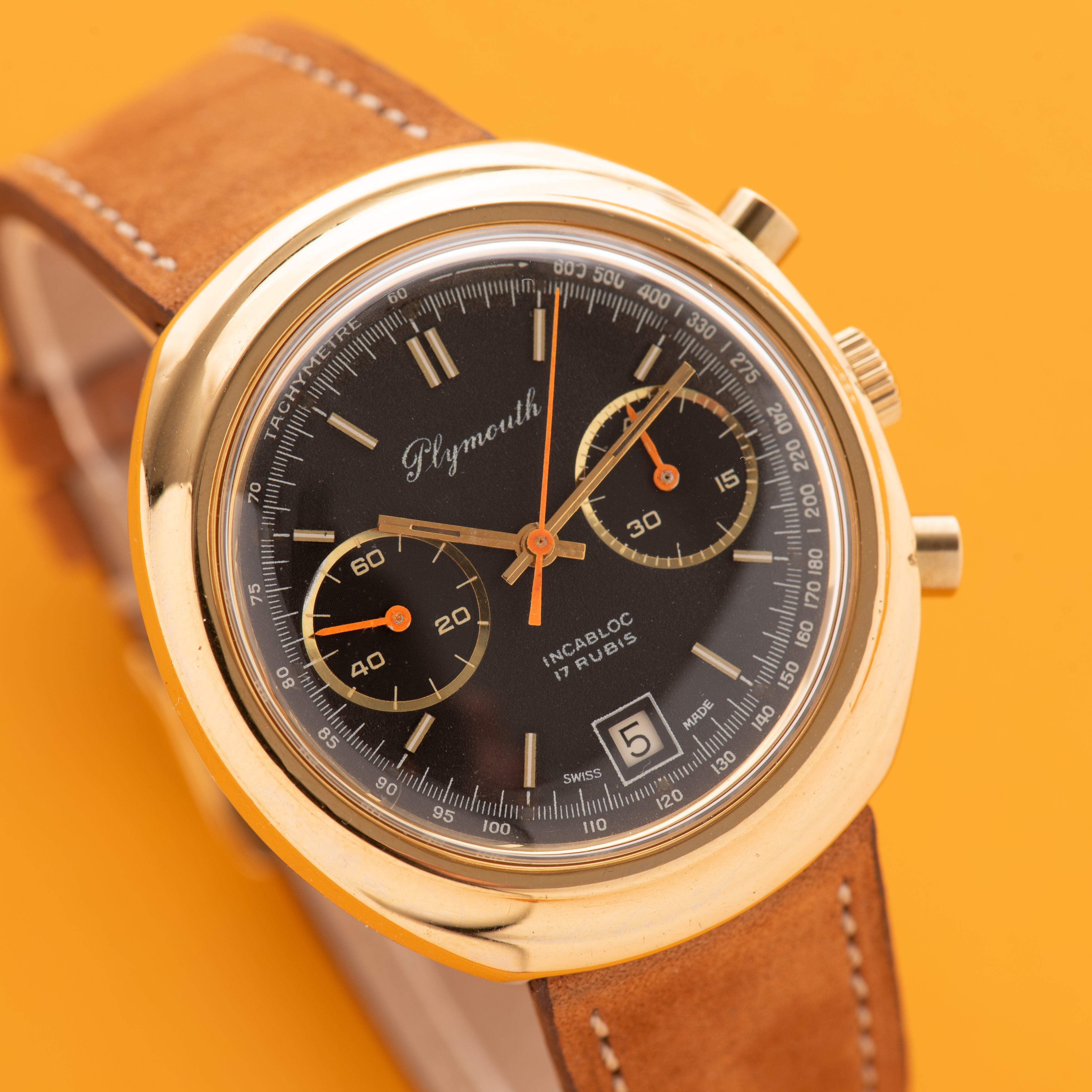 Vue de Plymouth Chronographe incabloc 17rubis valjoux 7734
