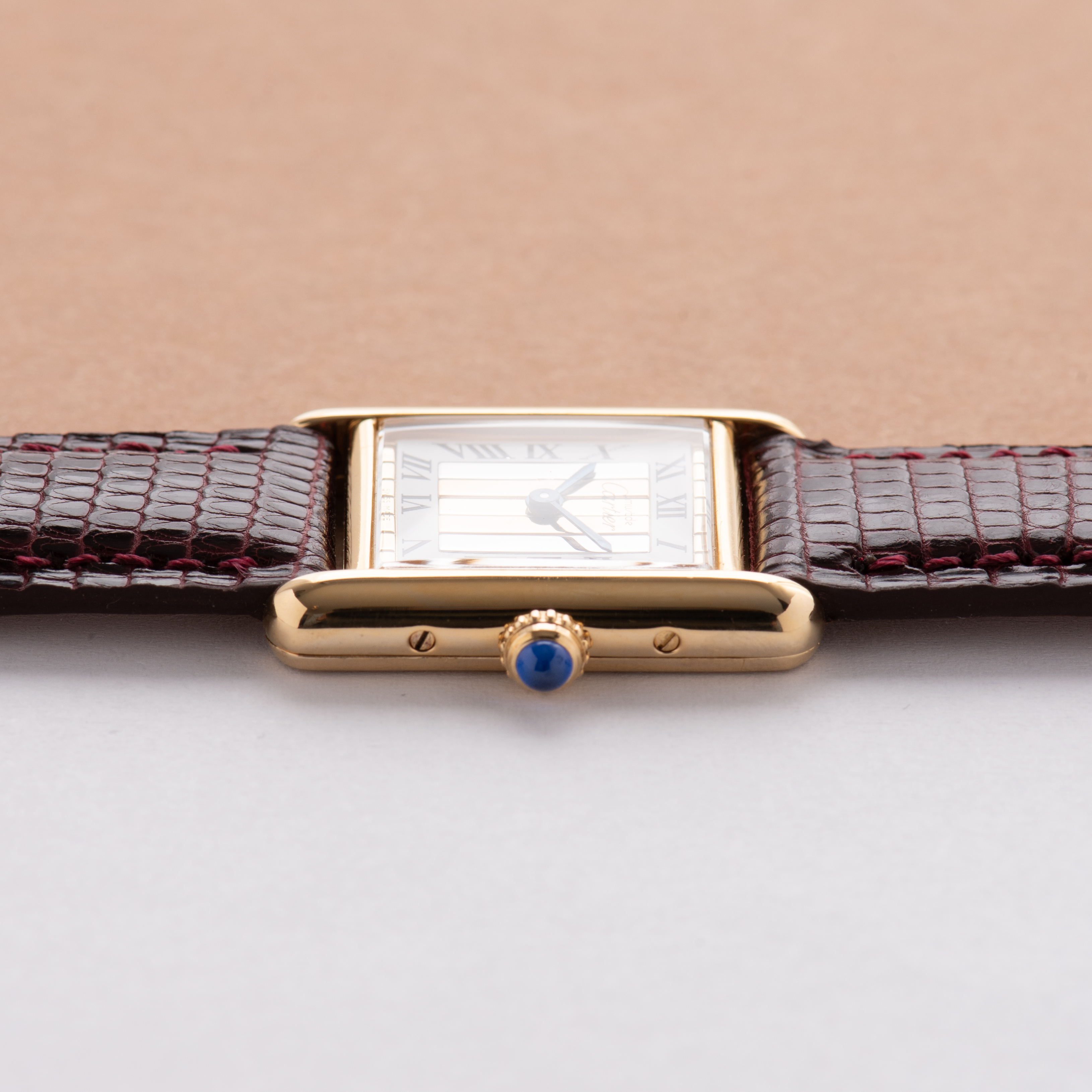 Vue de Cartier Tank De Must Vermeil PM Trinity dial from 1980-90
