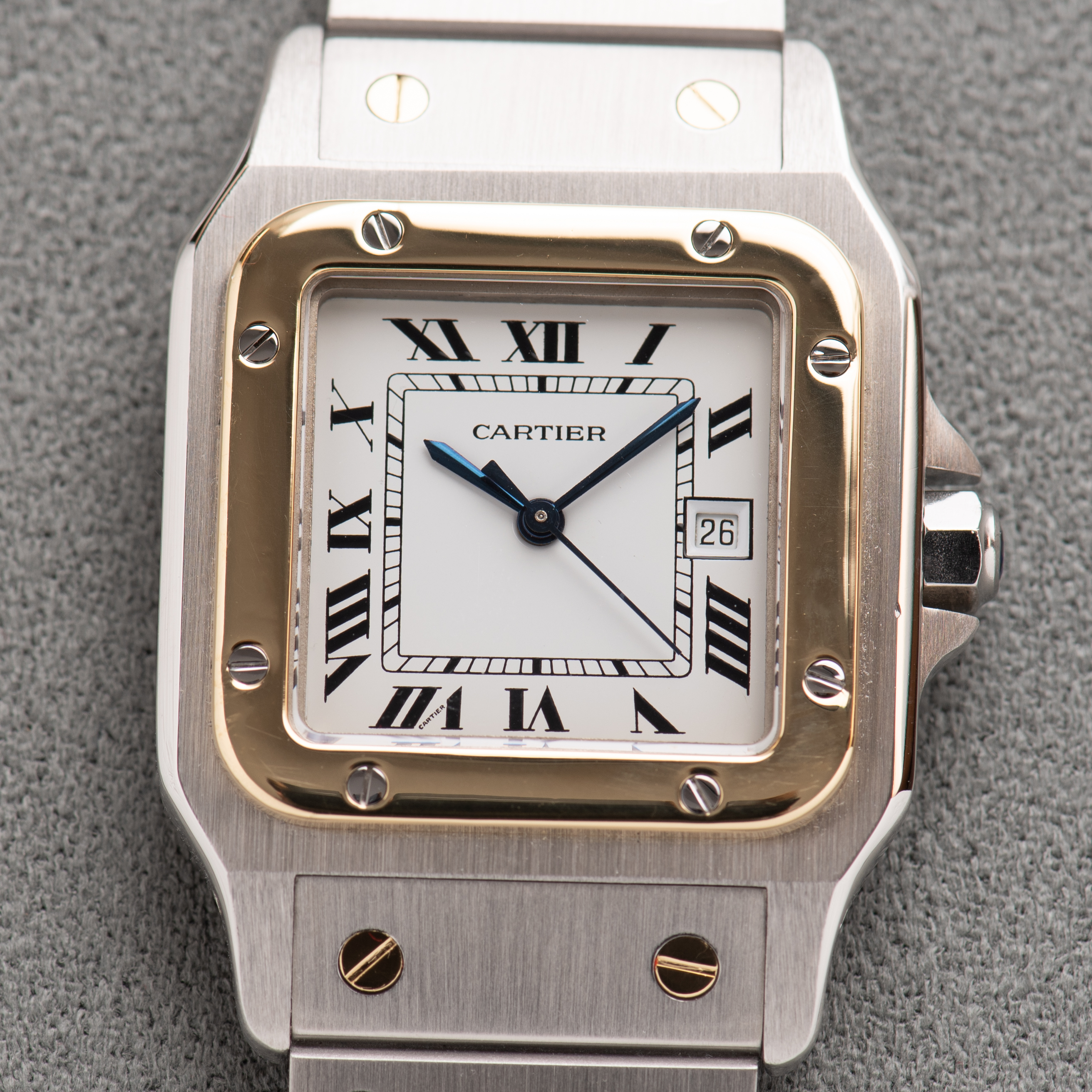 Zicht op Cartier Santos Carrée Gold/steel Ref 2961 vanaf 1990-2000