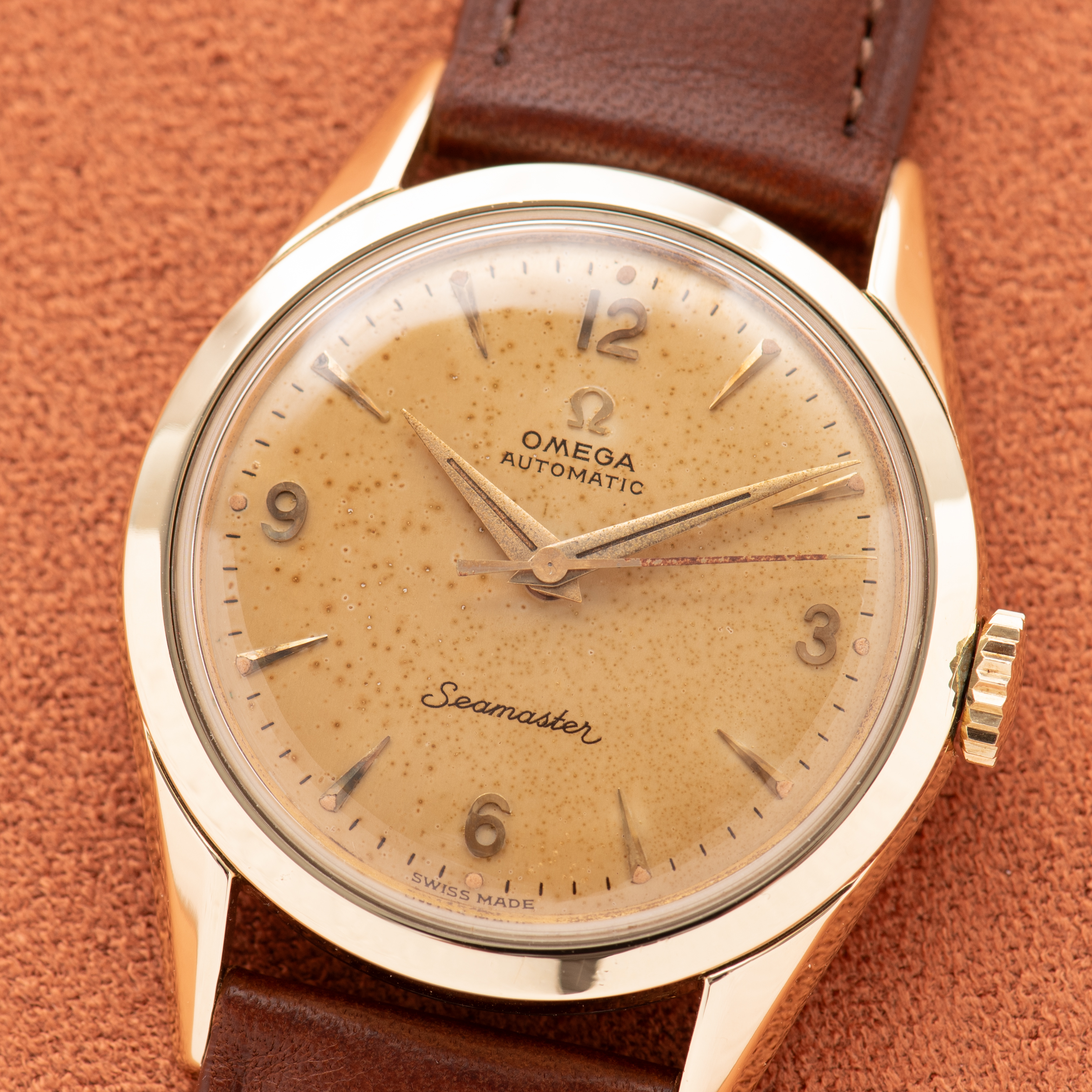 View of Omega Automatic Seamaster Patina Dial Réf 2802-9 SC cal 471 from 1956