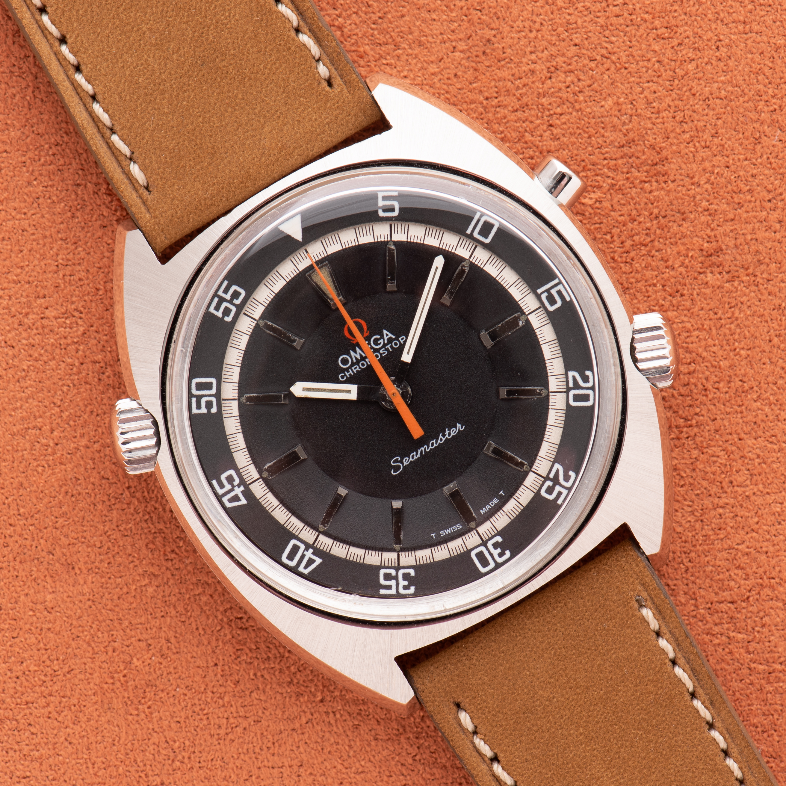 Zicht op Omega Chronostop Seamaster cal 865 réf 145.008 from 1969