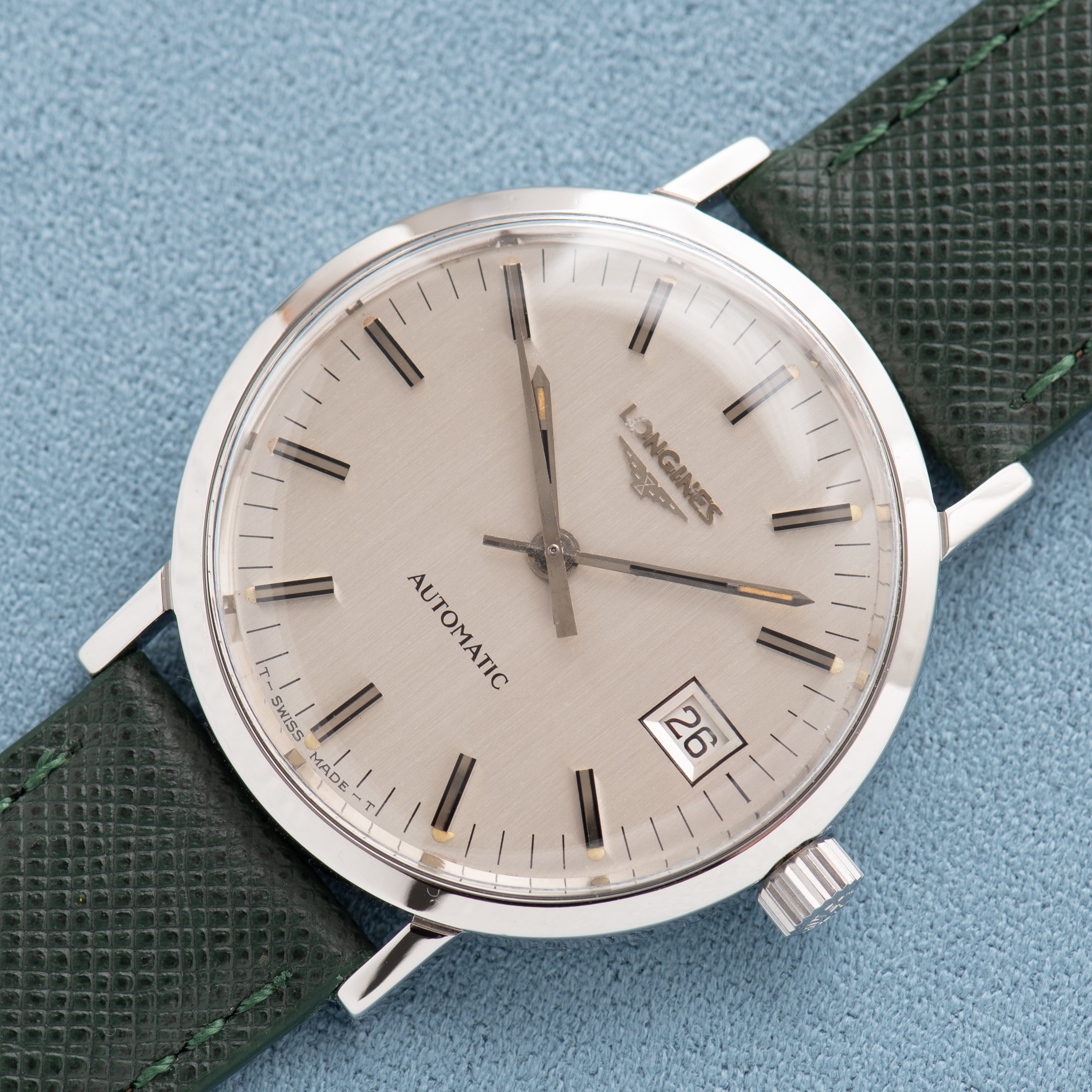 Zicht op Automatische zilveren wijzerplaat Longines Ref 1569-2 633