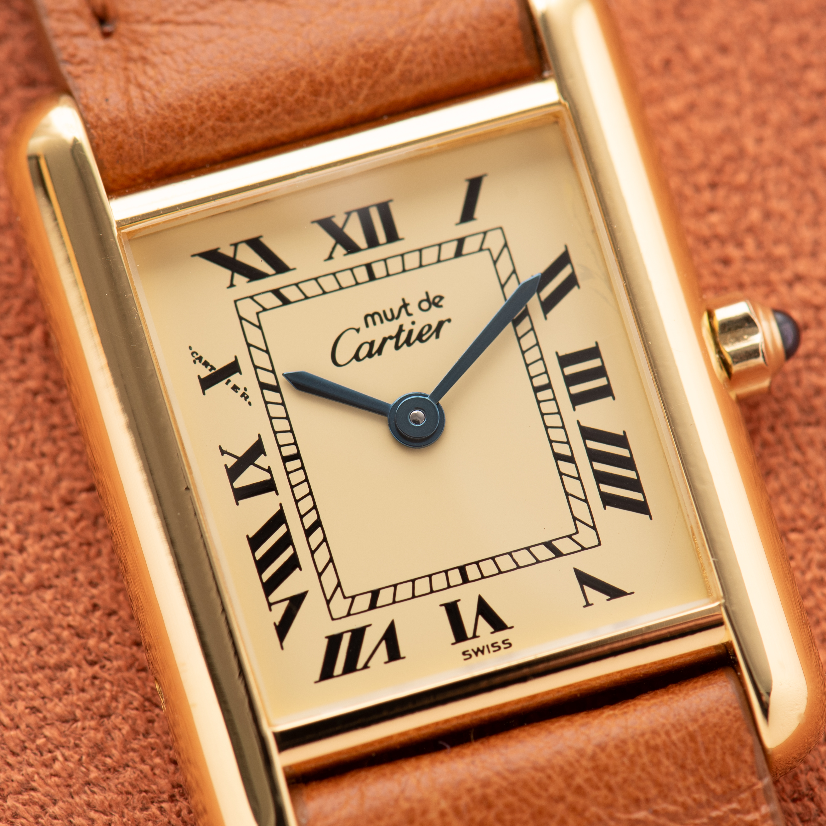 Vue de Cartier Must de Tank Vermeil Roman Lemon Dial from 1990