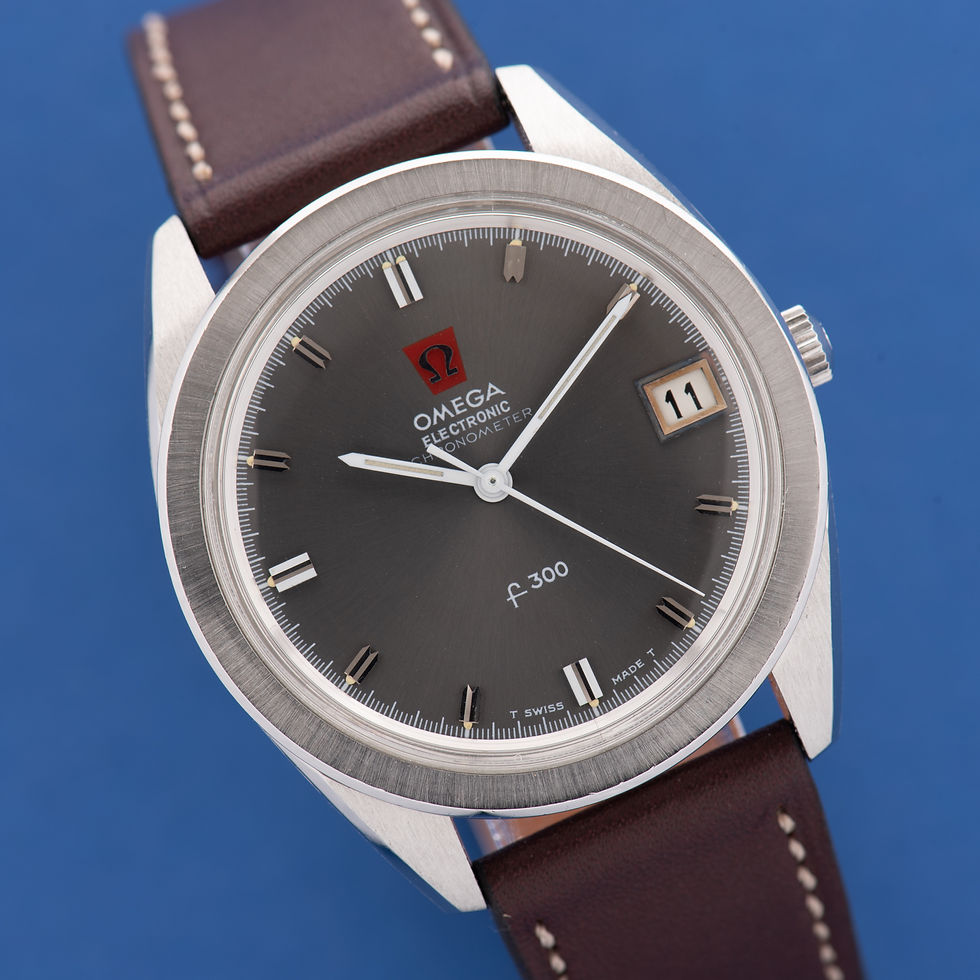 Thumbnail: Omega Electronic Chronometer F300 Grey dial Réf 196.001 from 1970