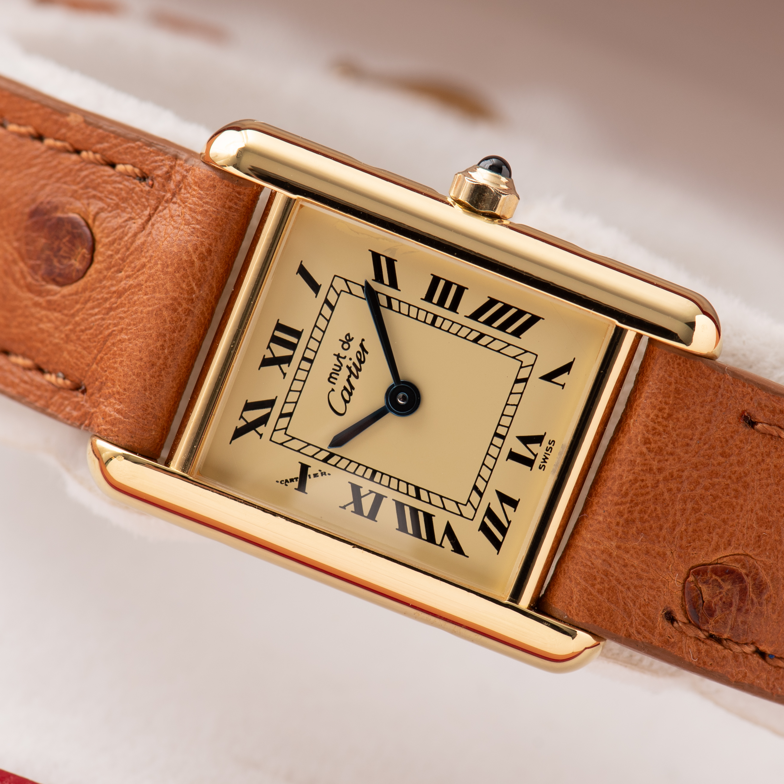 Vue de Cartier Must de Tank Vermeil Roman Lemon Dial from 1990