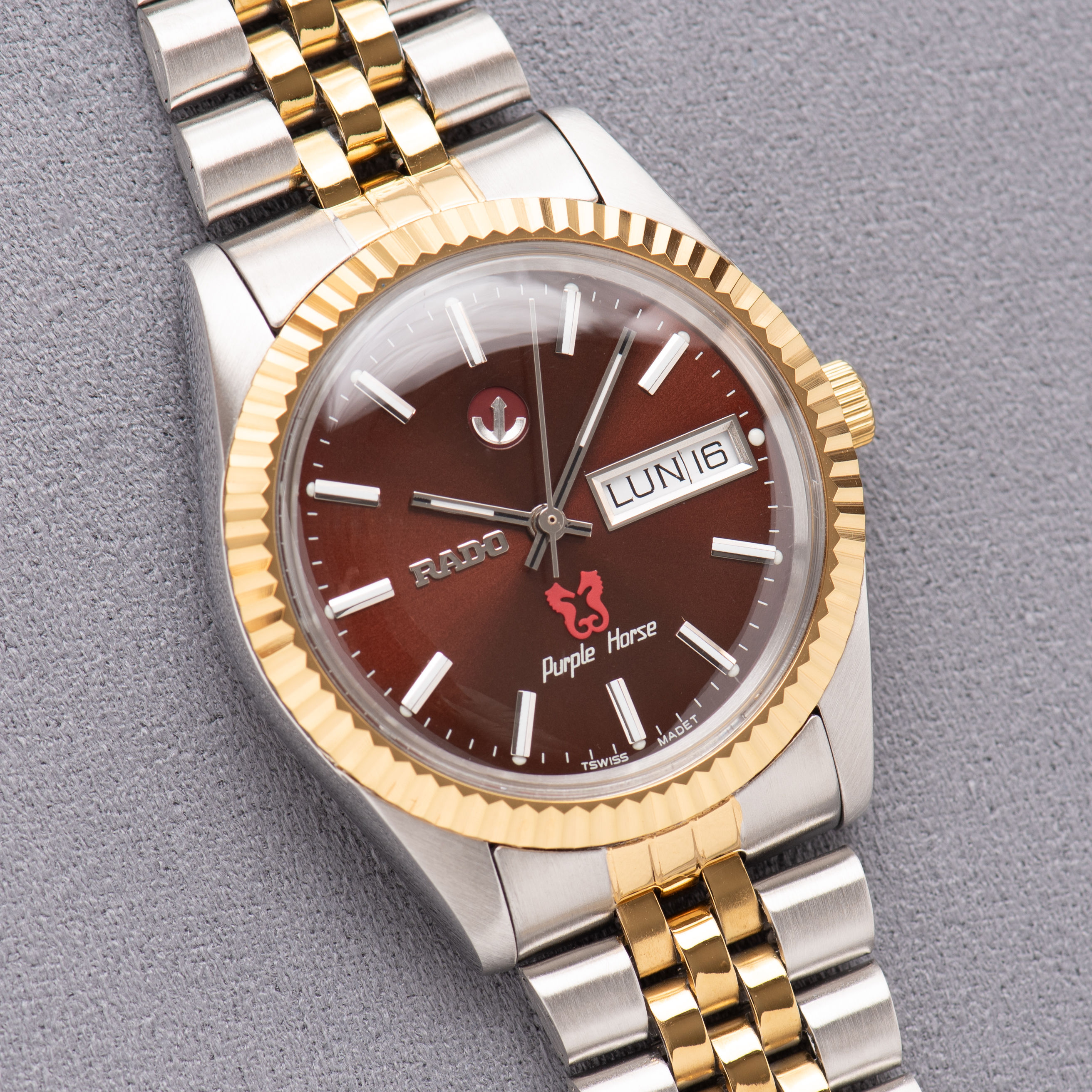 Rado Purple Horse Day-date Datejust Gold Plated/Steel Réf 636.3476.4 Like New