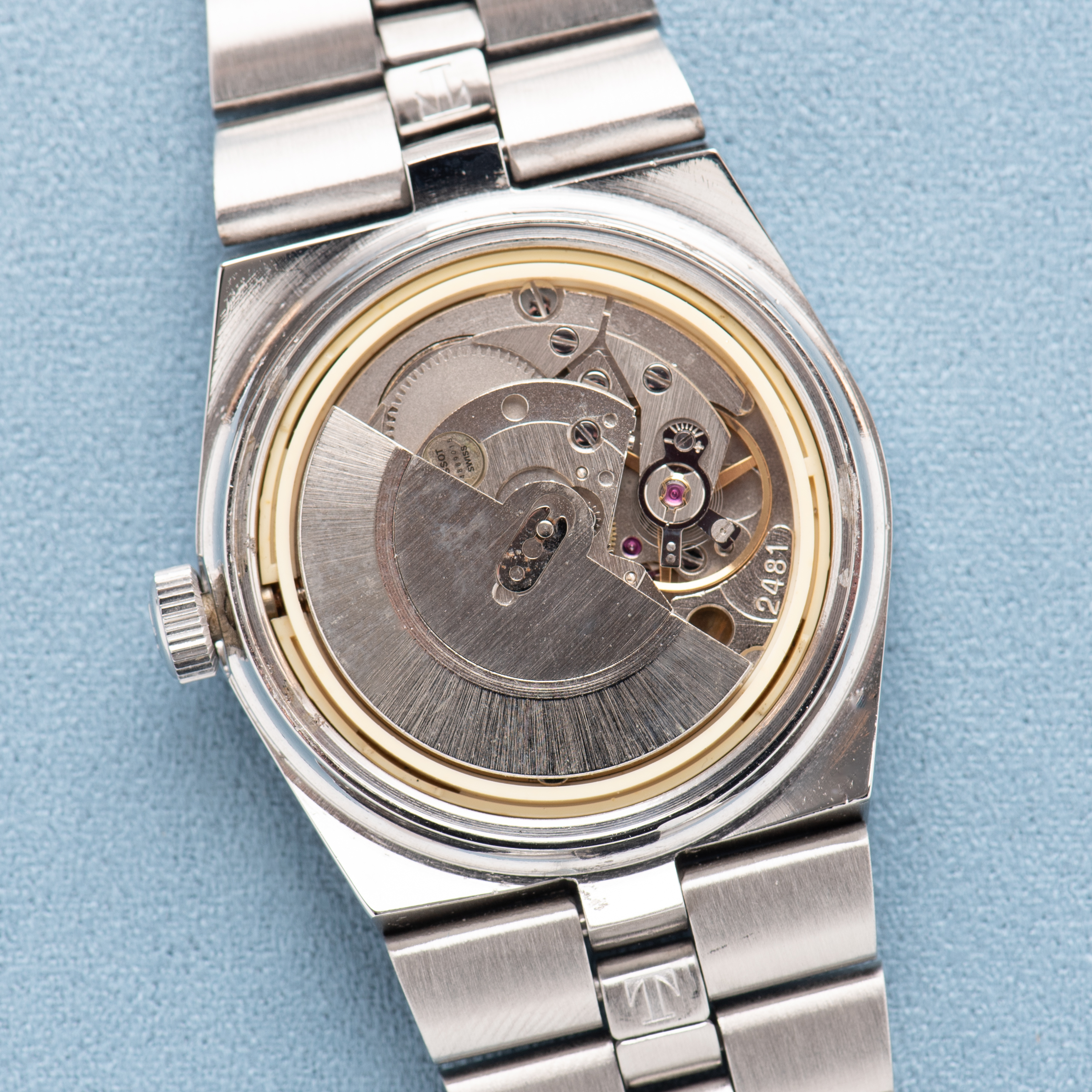 View of Tissot Automatic PR516 GL Blue dial Ref 44672-5X
