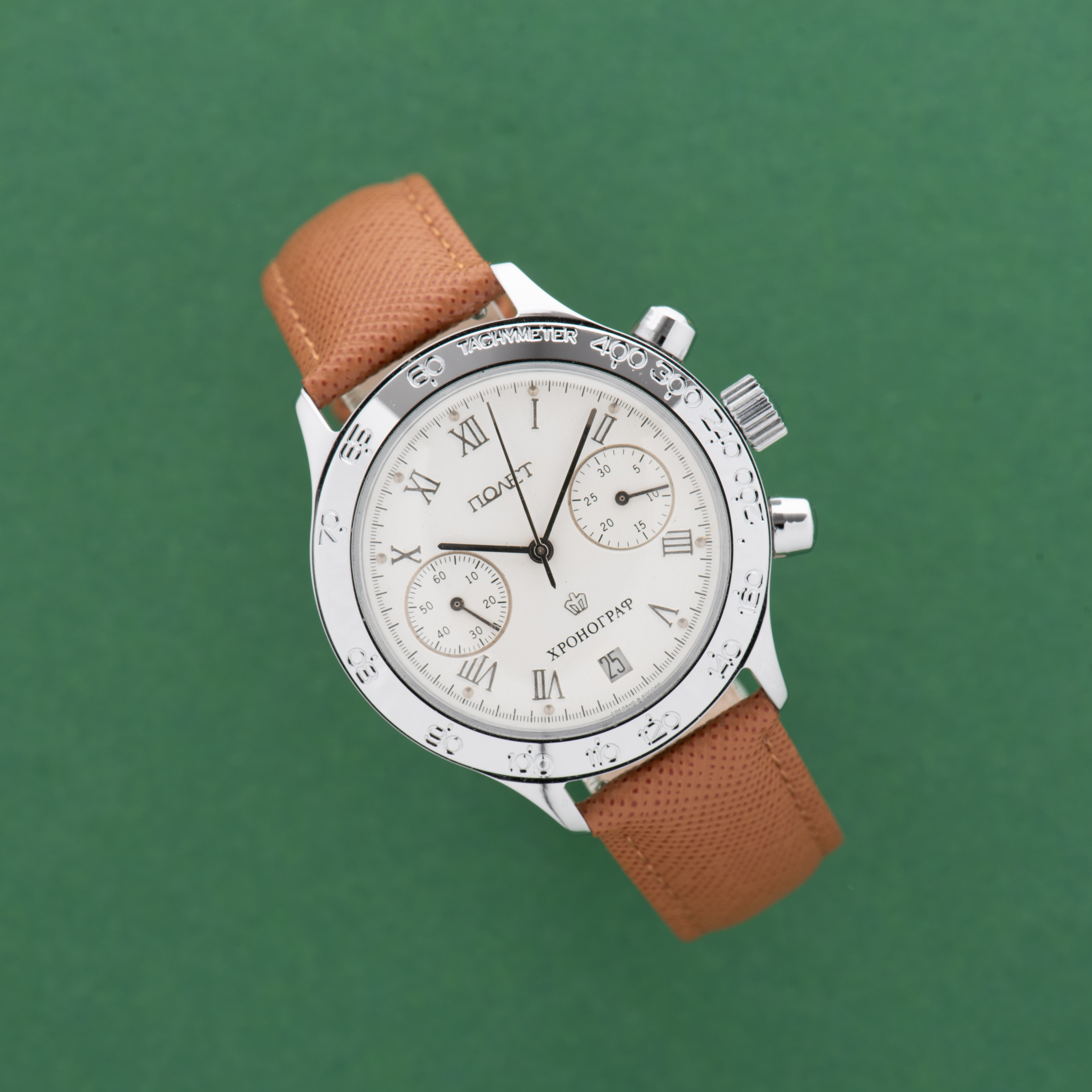 Zicht op Poljot Movet Chronograph 3133 Nieuwe oude voorraad