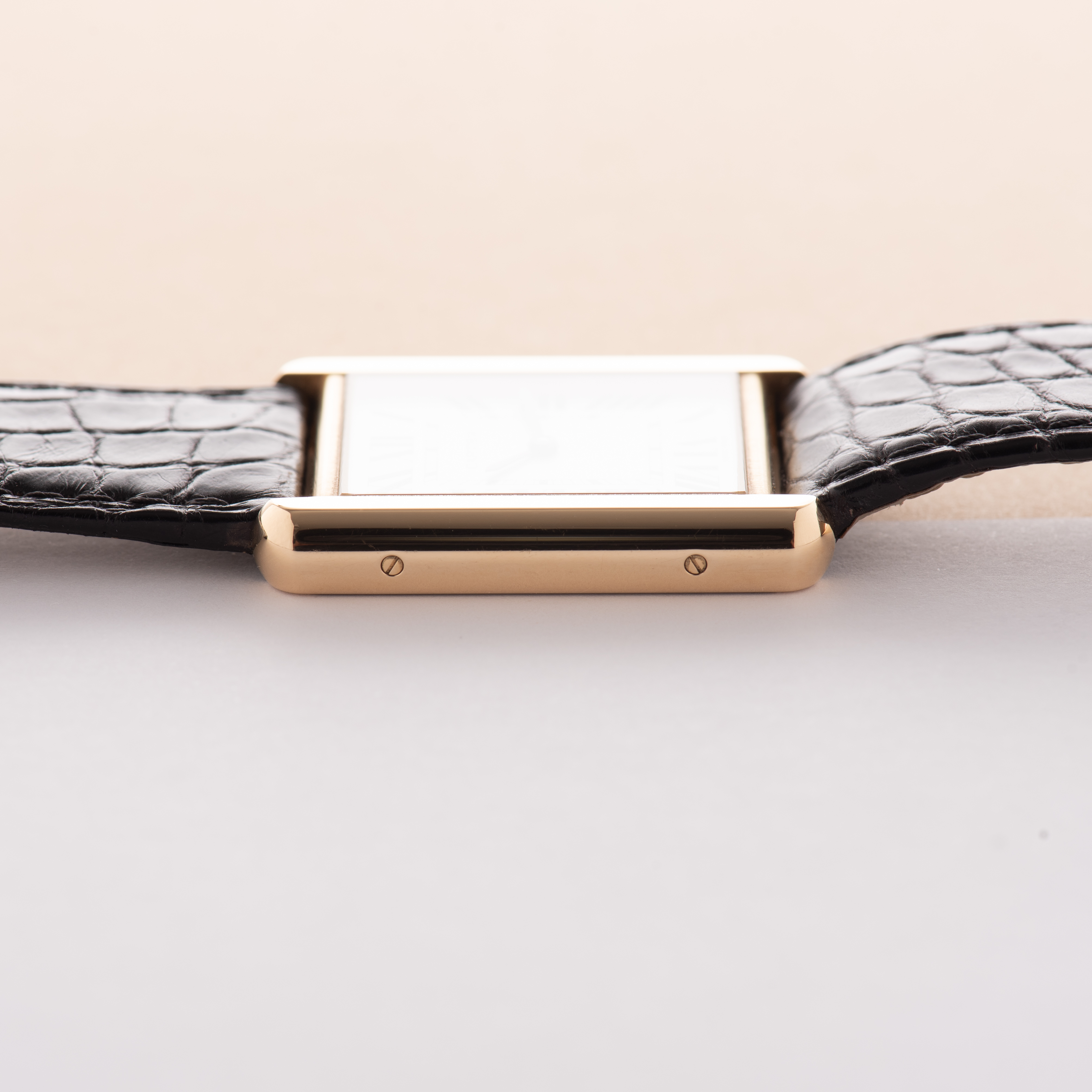 Zicht op Cartier Tank Solo LM ref 3167 Gold 18K/Steel Volledige set