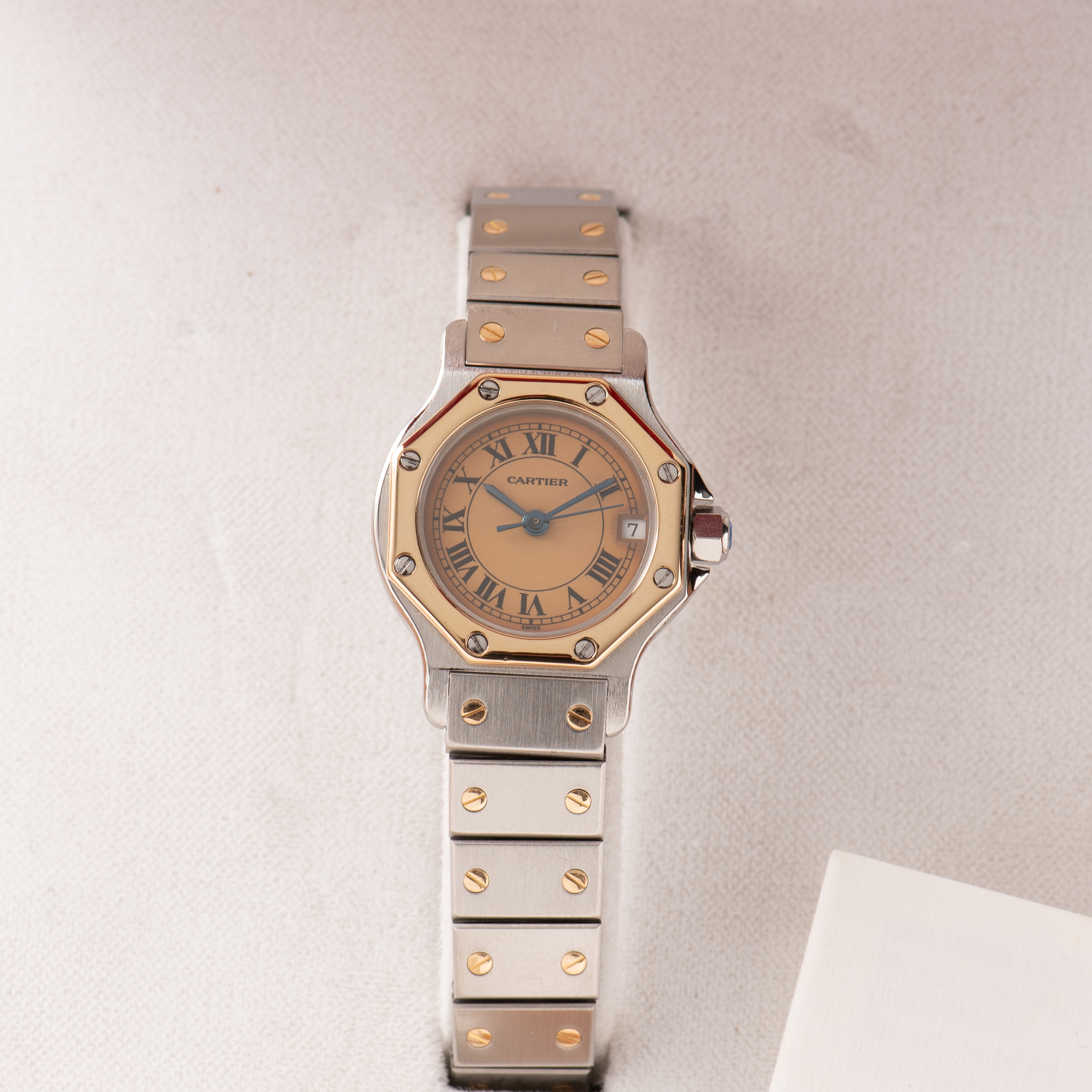 Vue de Cartier Santos Octagon Gold/steel Patina Dial réf 187903 with box/papers