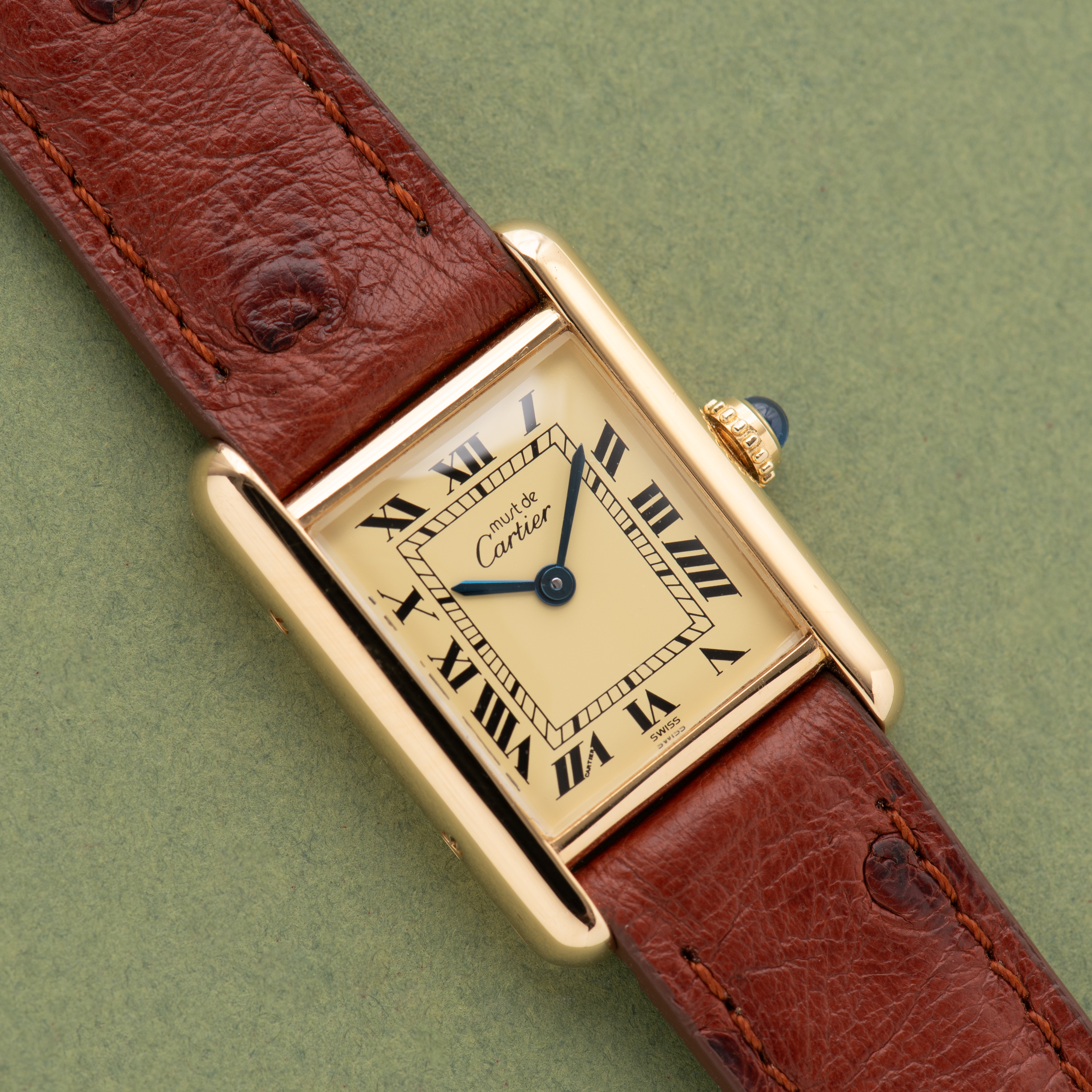 Vue de Cartier Must de Tank Vermeil Quartz Roman Dial cal 157 from 80'