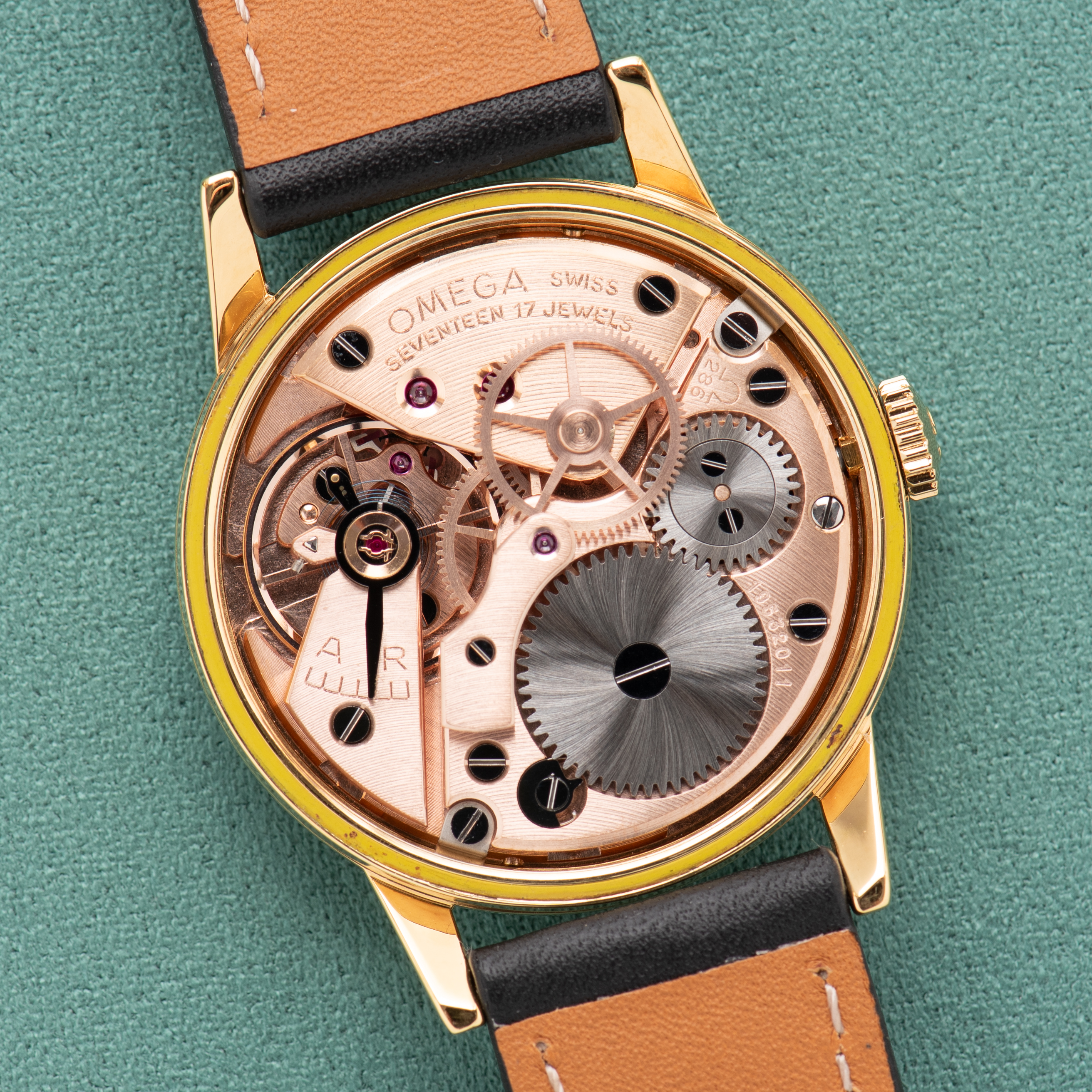 View of Omega Seamaster 30 Skate Dial GoldPlated from 1962 Ref 135.003