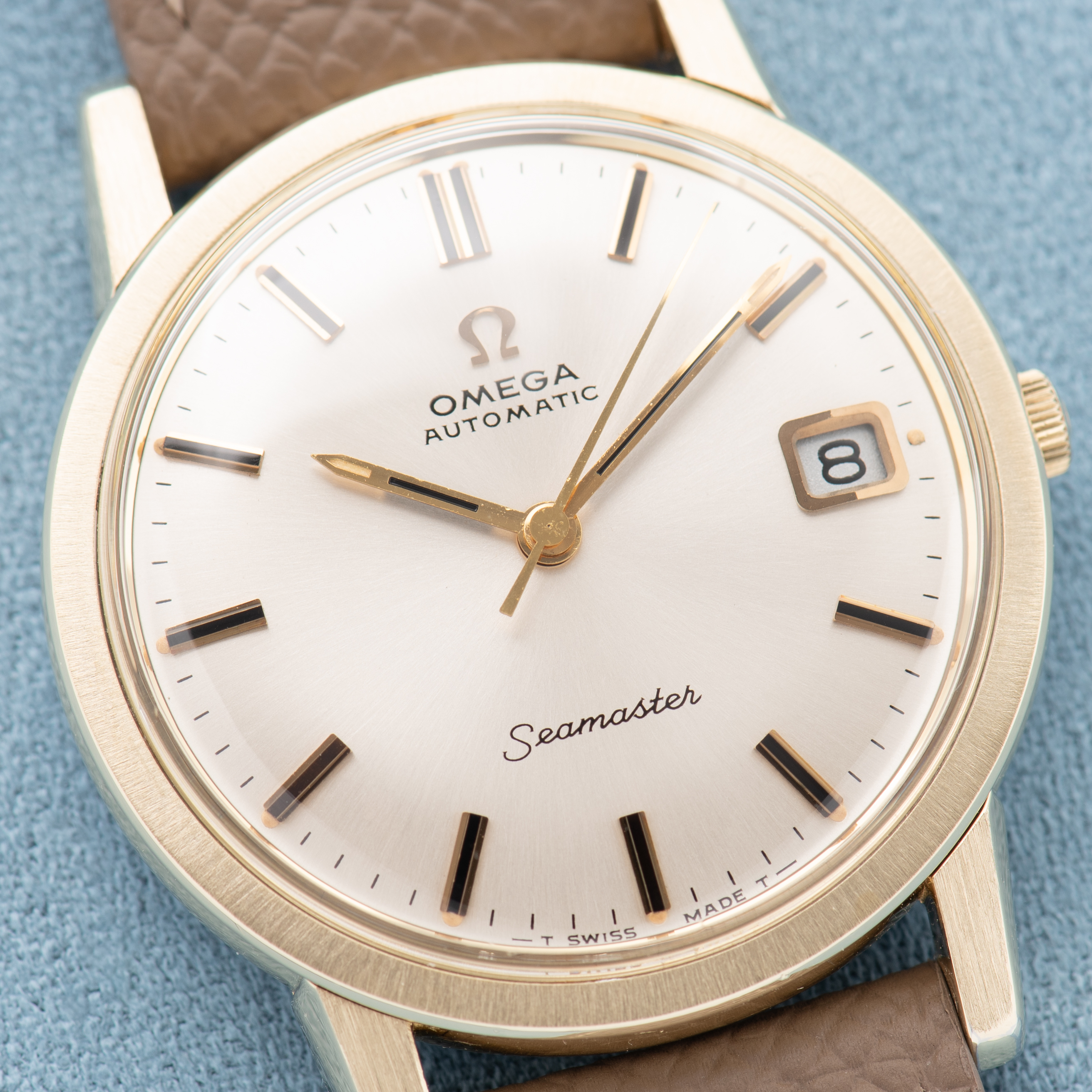 View of Omega Automatic Seamaster Date Silver/Creme Dial Ref 166.003 from 1967
