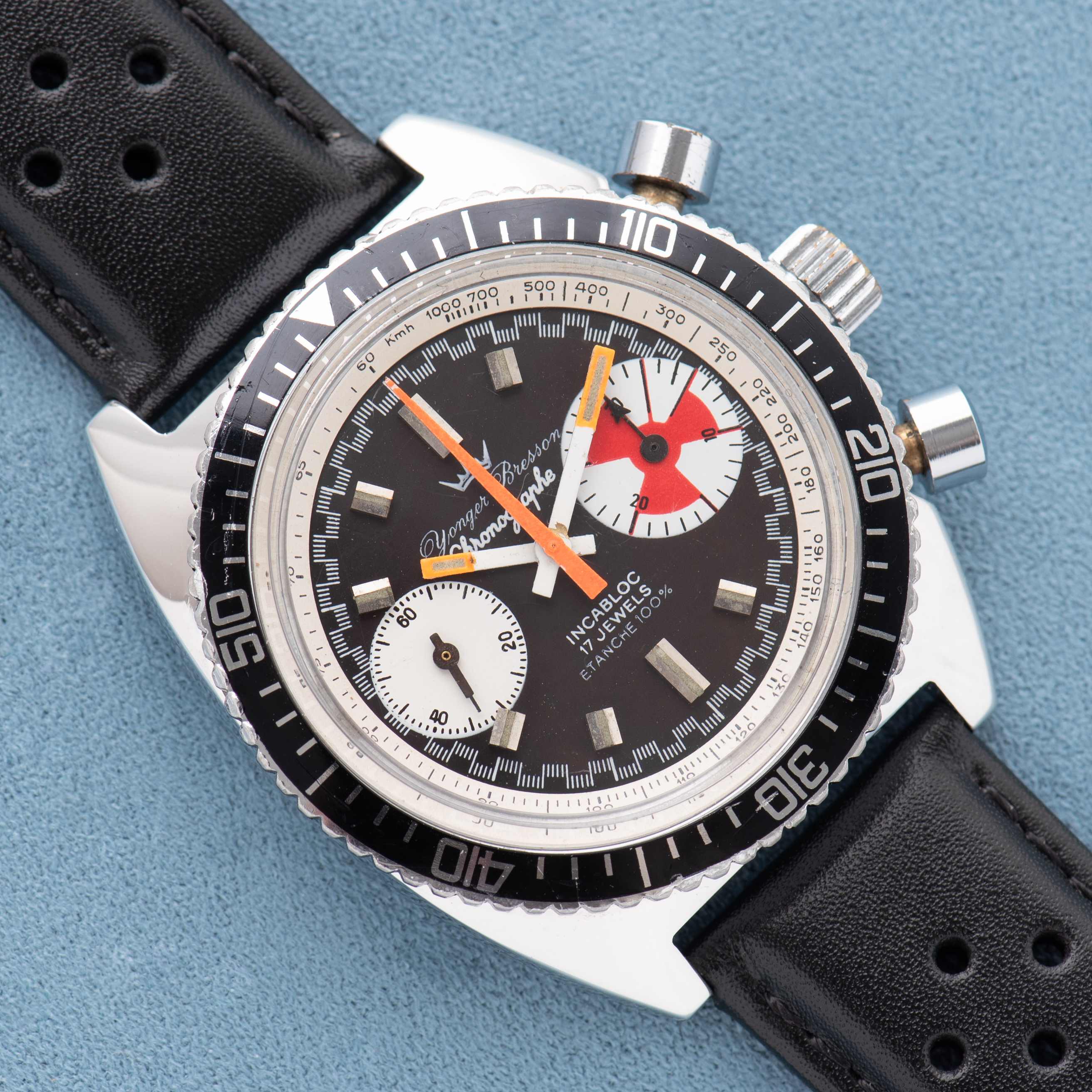 Zicht op Yunger Bresson "Yachtingraph" Chronograph Incabloc Valjoux 7733