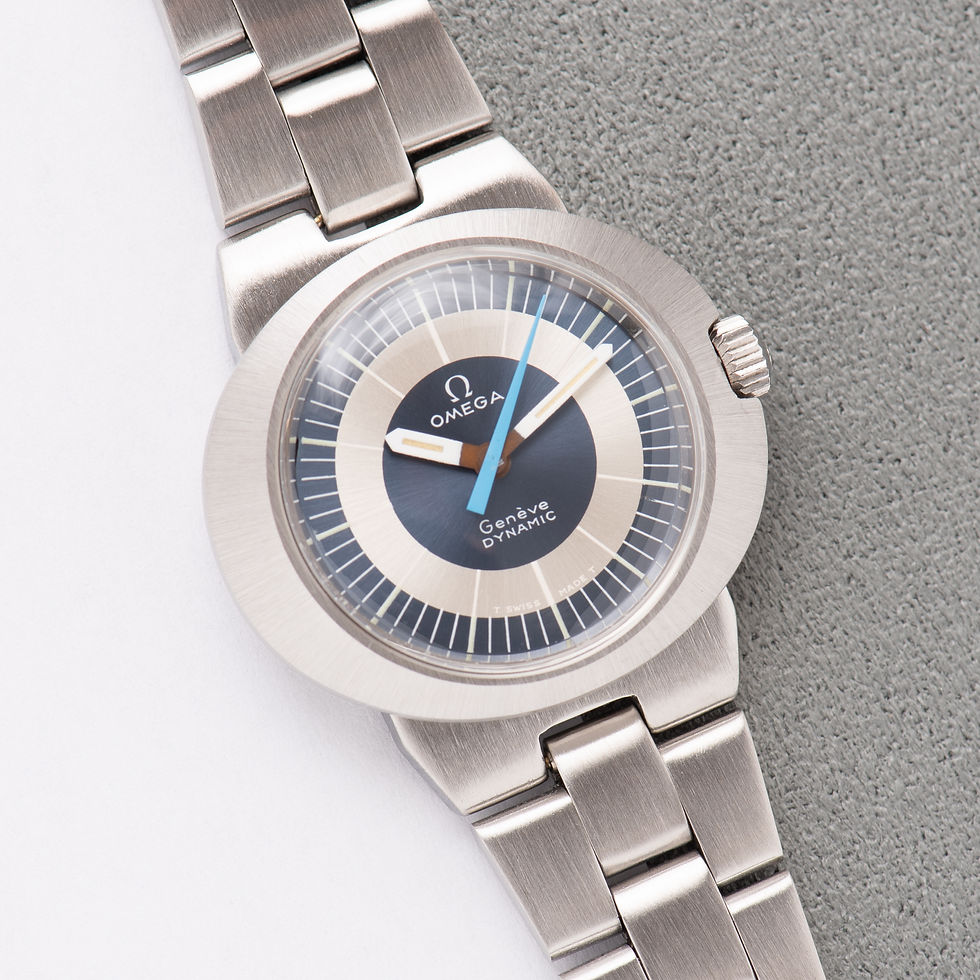 Thumbnail: Omega Genève Dynamic Woman Mécanique Date Blue dial Réf 566.015 from 1971
