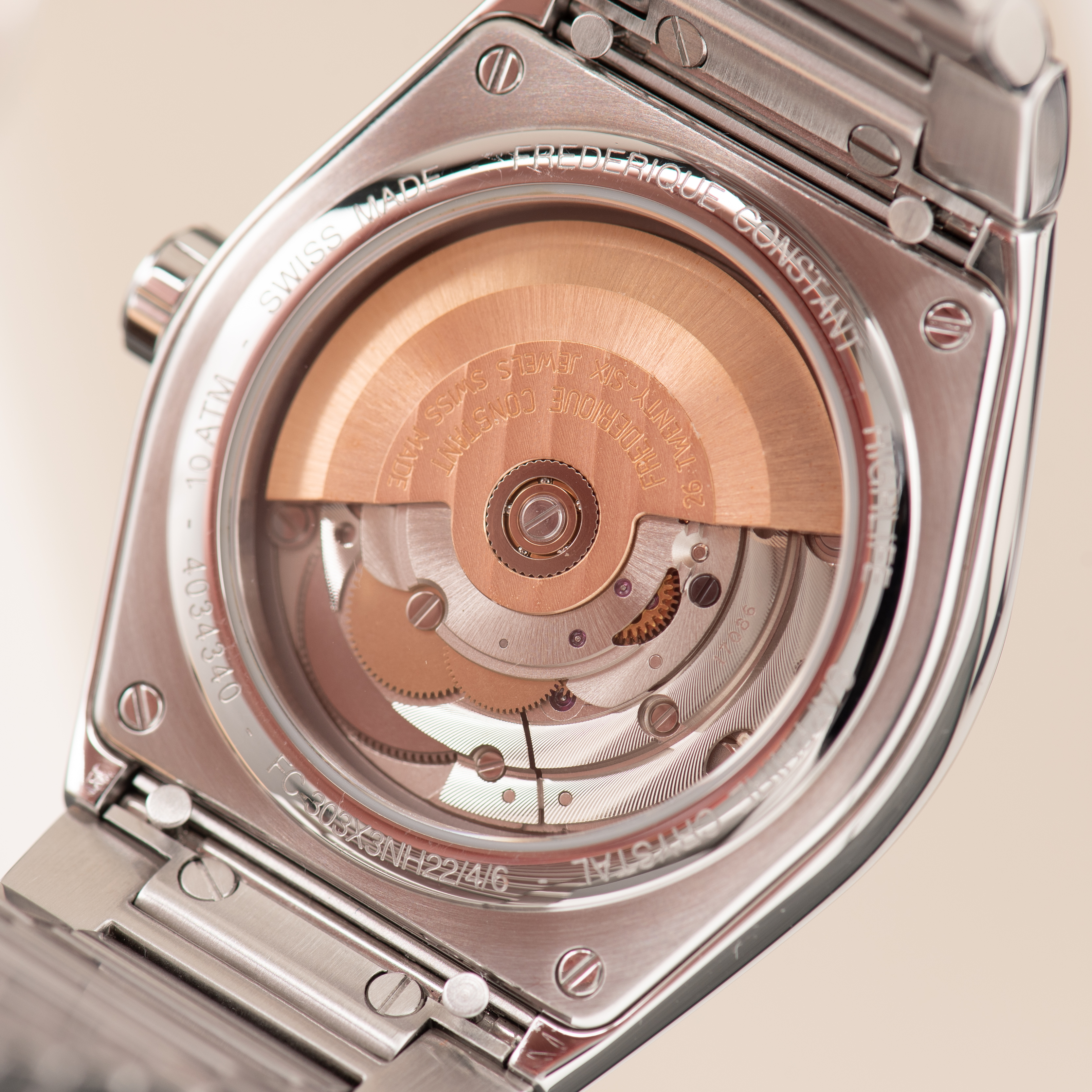 View of Frederique Constant Highlife Automatic White dial réf FC-303S3NH26B Full set