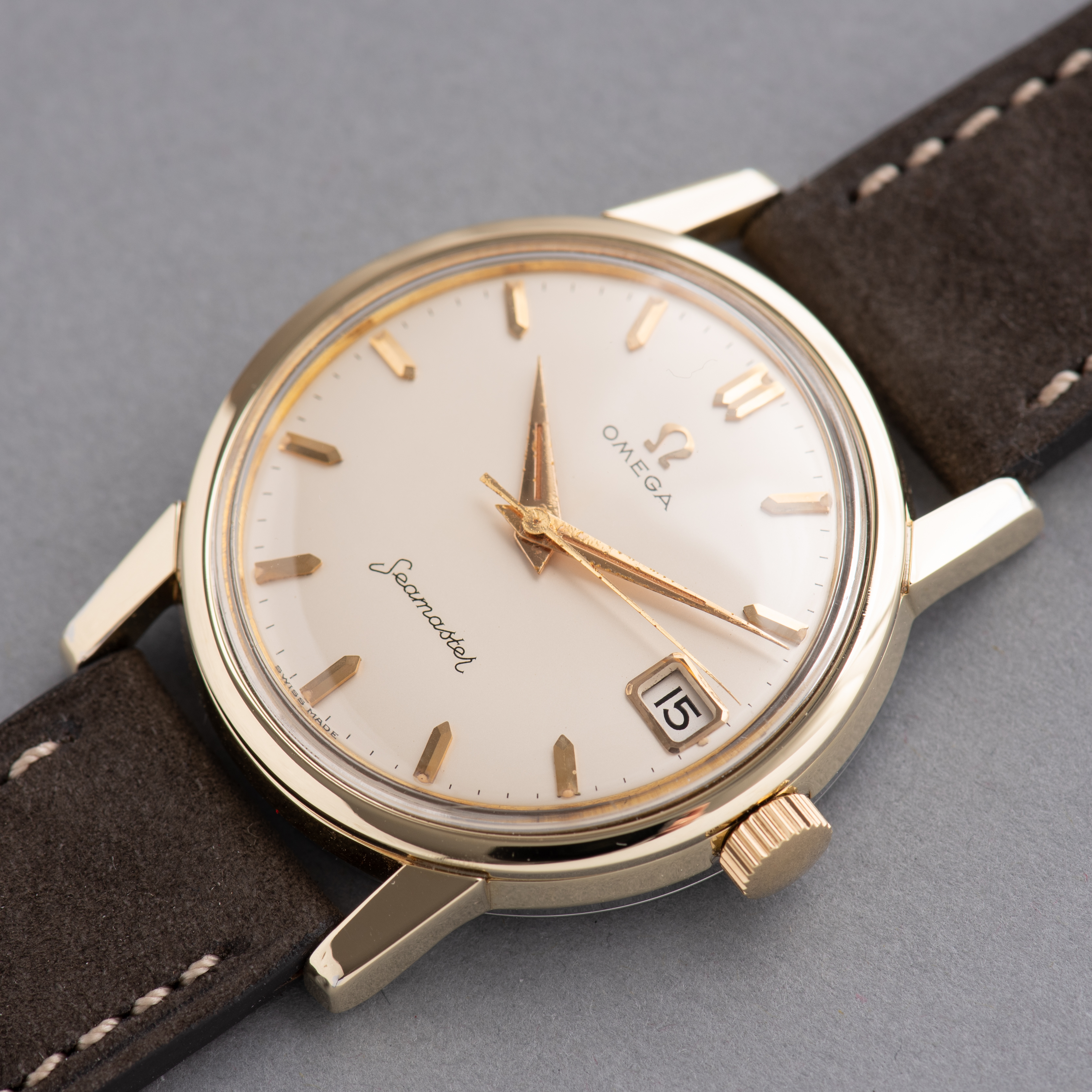 View of Omega Seamaster Gold Capped ref 14384-61 SC from 1962
