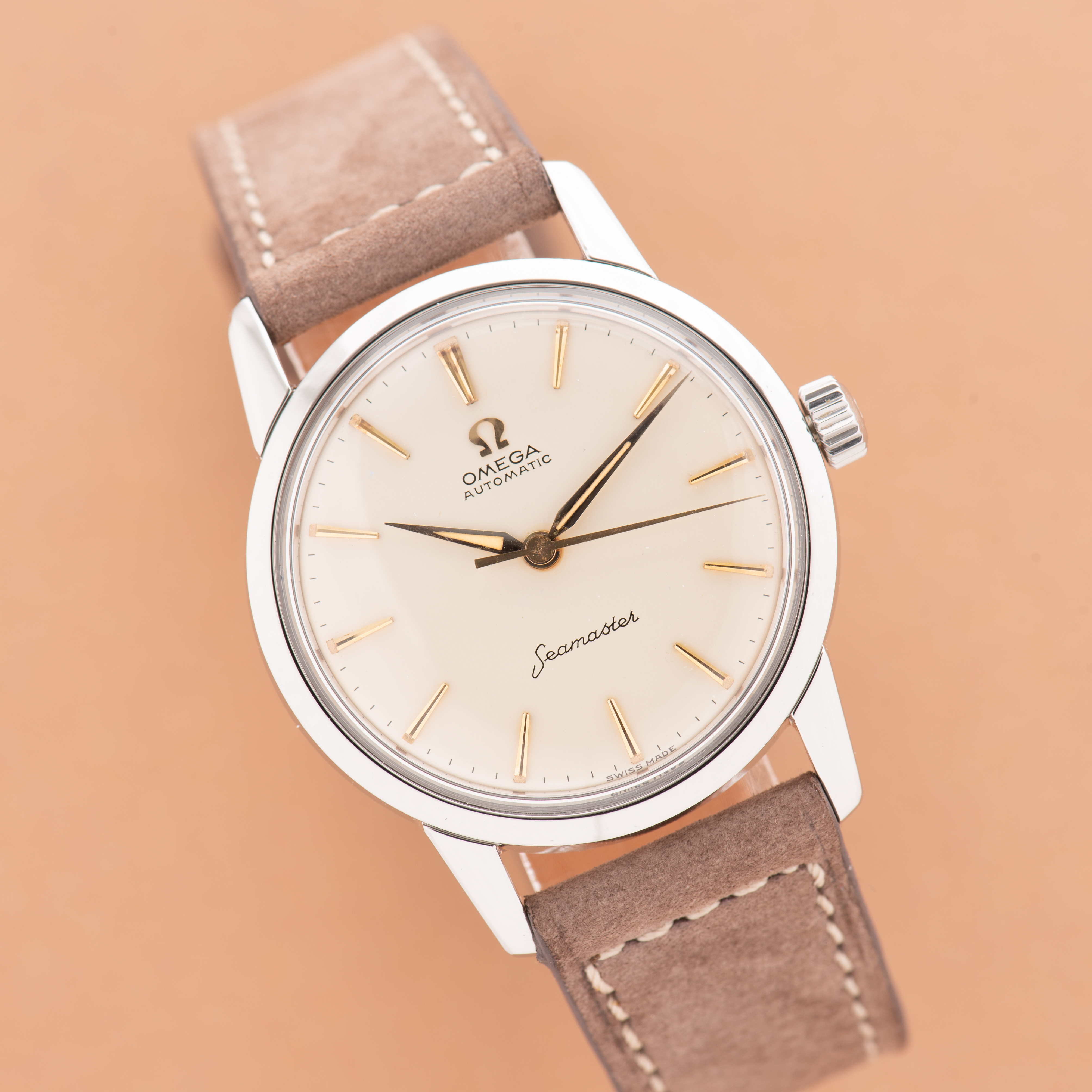 Zicht op Omega Automatic Seamaster ref 14700 1 SC cal 552 uit 1959